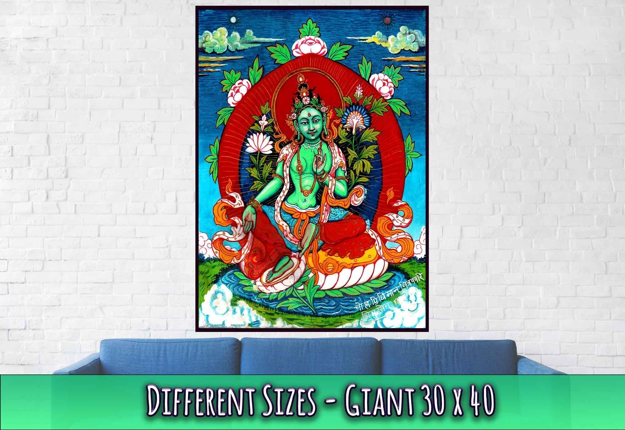 Goddess Tara Poster, Mother Of All Buddhas, Tibetan Goddess Green Tara Print, Goddess Tara Mantra Meditation - WallArtPrints4U