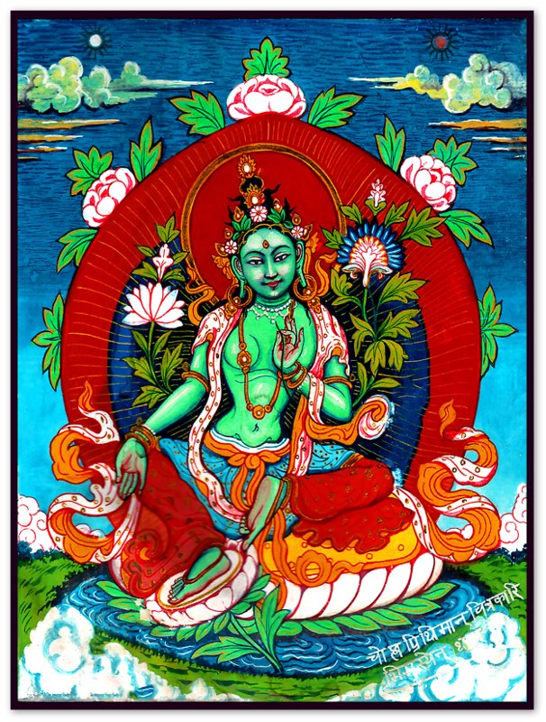 Goddess Tara Poster, Mother Of All Buddhas, Tibetan Goddess Green Tara Print, Goddess Tara Mantra Meditation - WallArtPrints4U