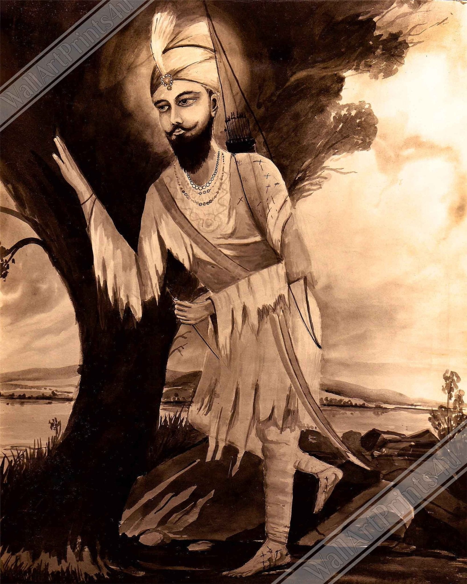 Guru Gobind Singh Framed, Tenth Sikh Guru - Guru Gobind Singh Framed Print - WallArtPrints4U