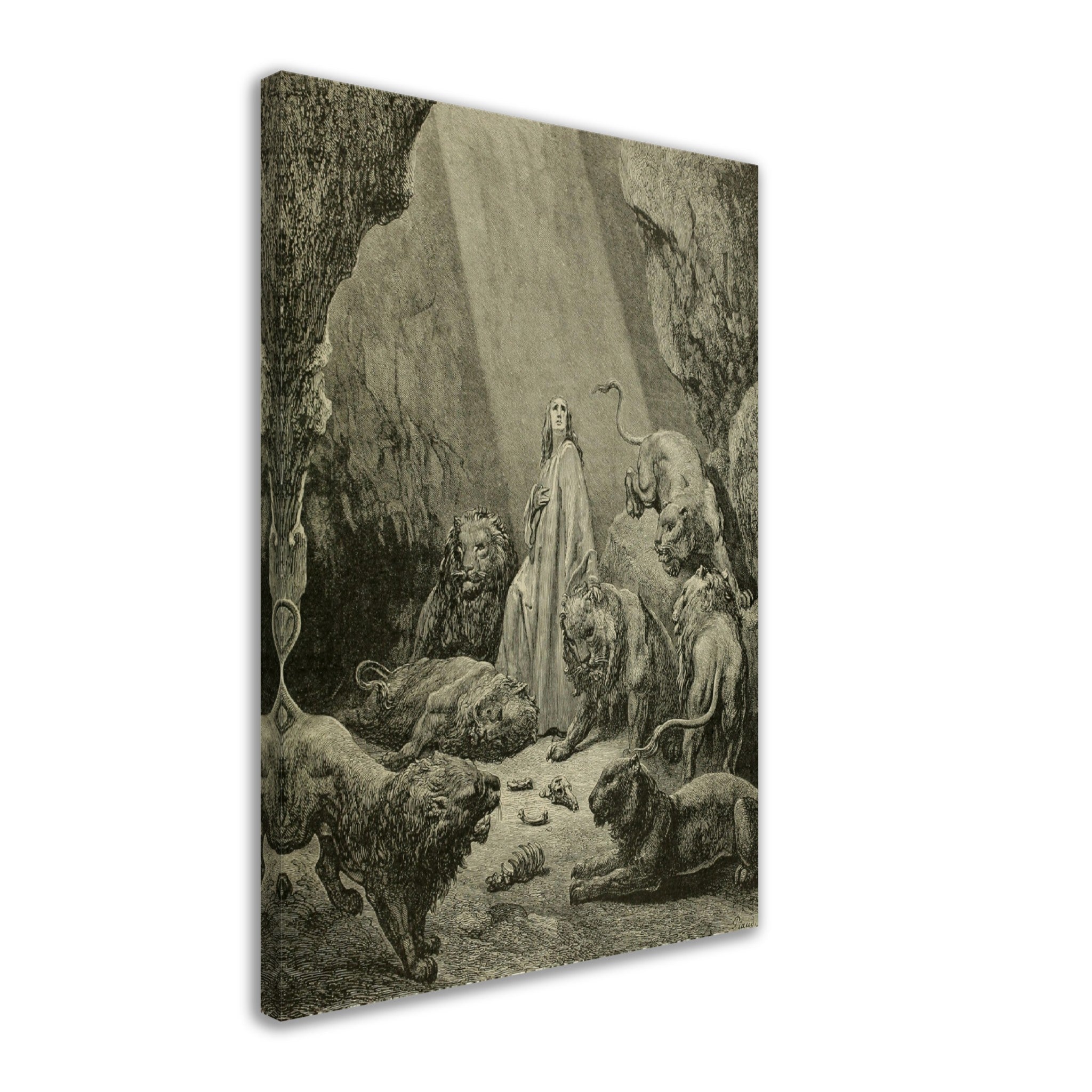 Gustave Dore Canvas - Daniel In The Lions Den Canvas Print, From La Grand Bible De Tours 1843 - WallArtPrints4U