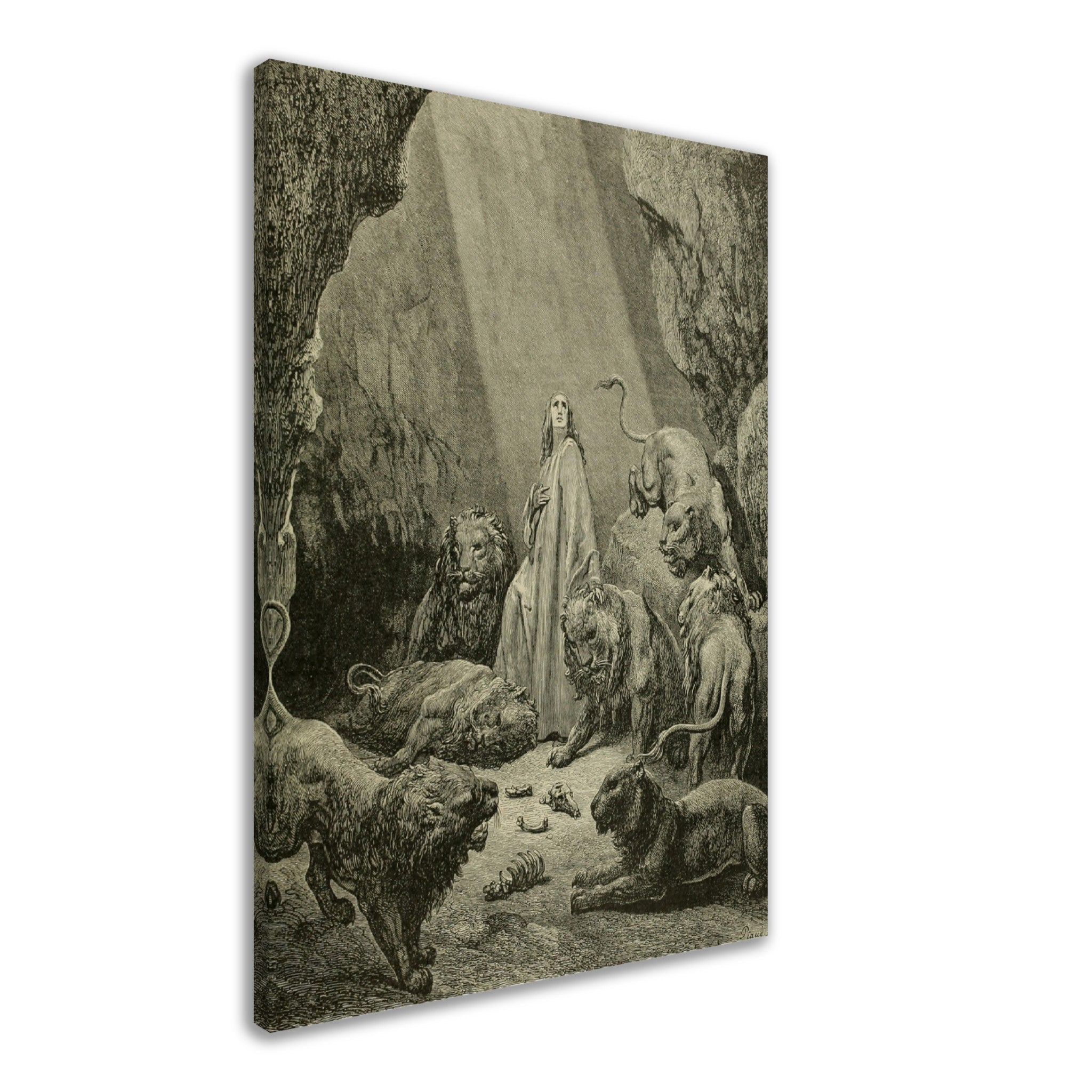 Gustave Dore Canvas - Daniel In The Lions Den Canvas Print, From La Grand Bible De Tours 1843 - WallArtPrints4U