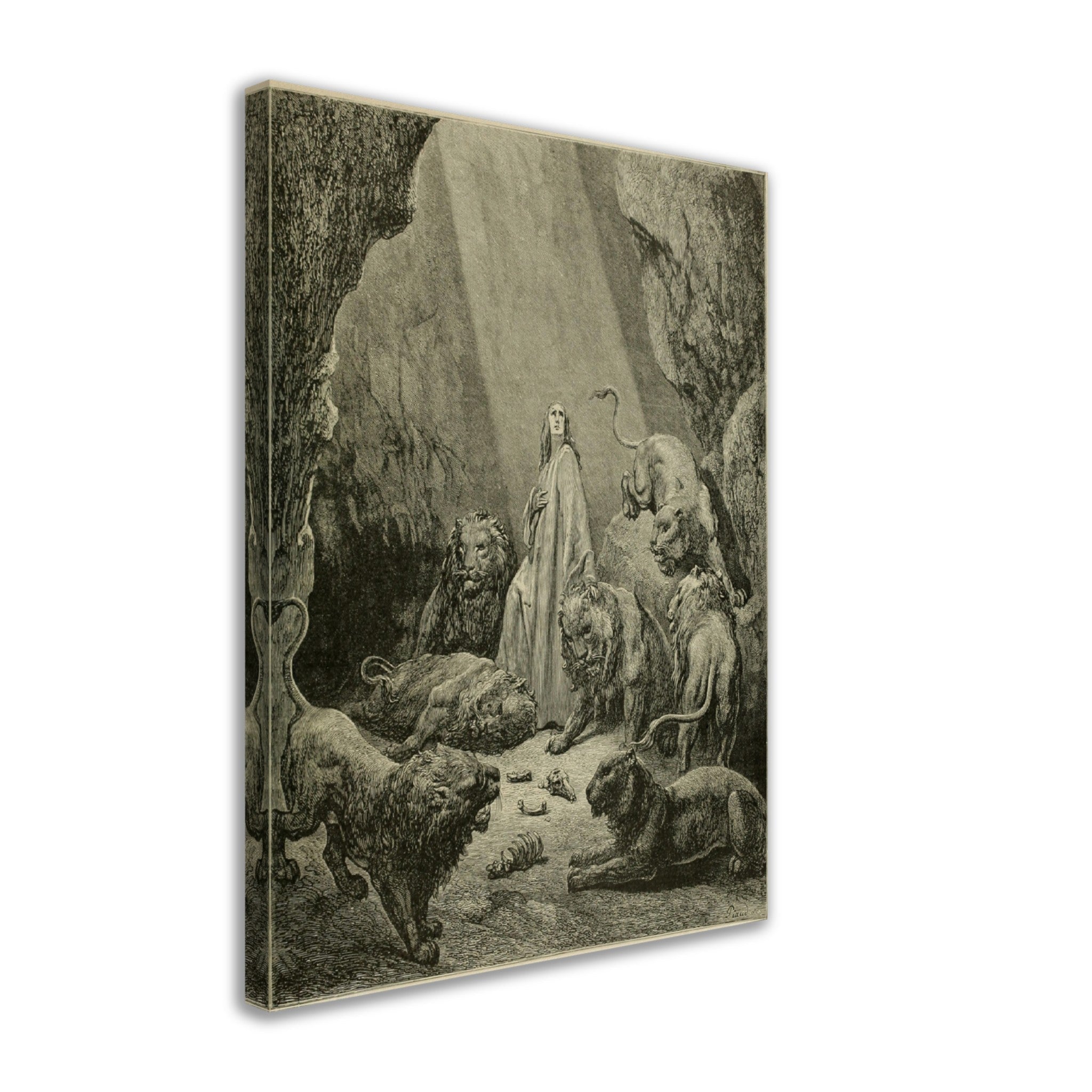 Gustave Dore Canvas - Daniel In The Lions Den Canvas Print, From La Grand Bible De Tours 1843 - WallArtPrints4U