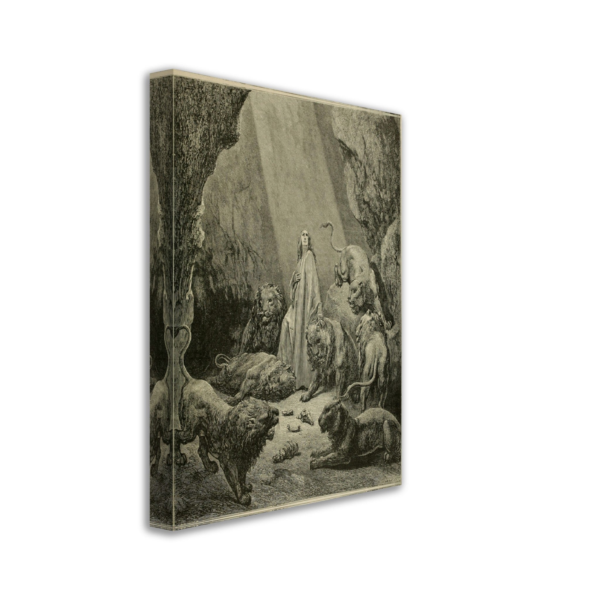Gustave Dore Canvas - Daniel In The Lions Den Canvas Print, From La Grand Bible De Tours 1843 - WallArtPrints4U