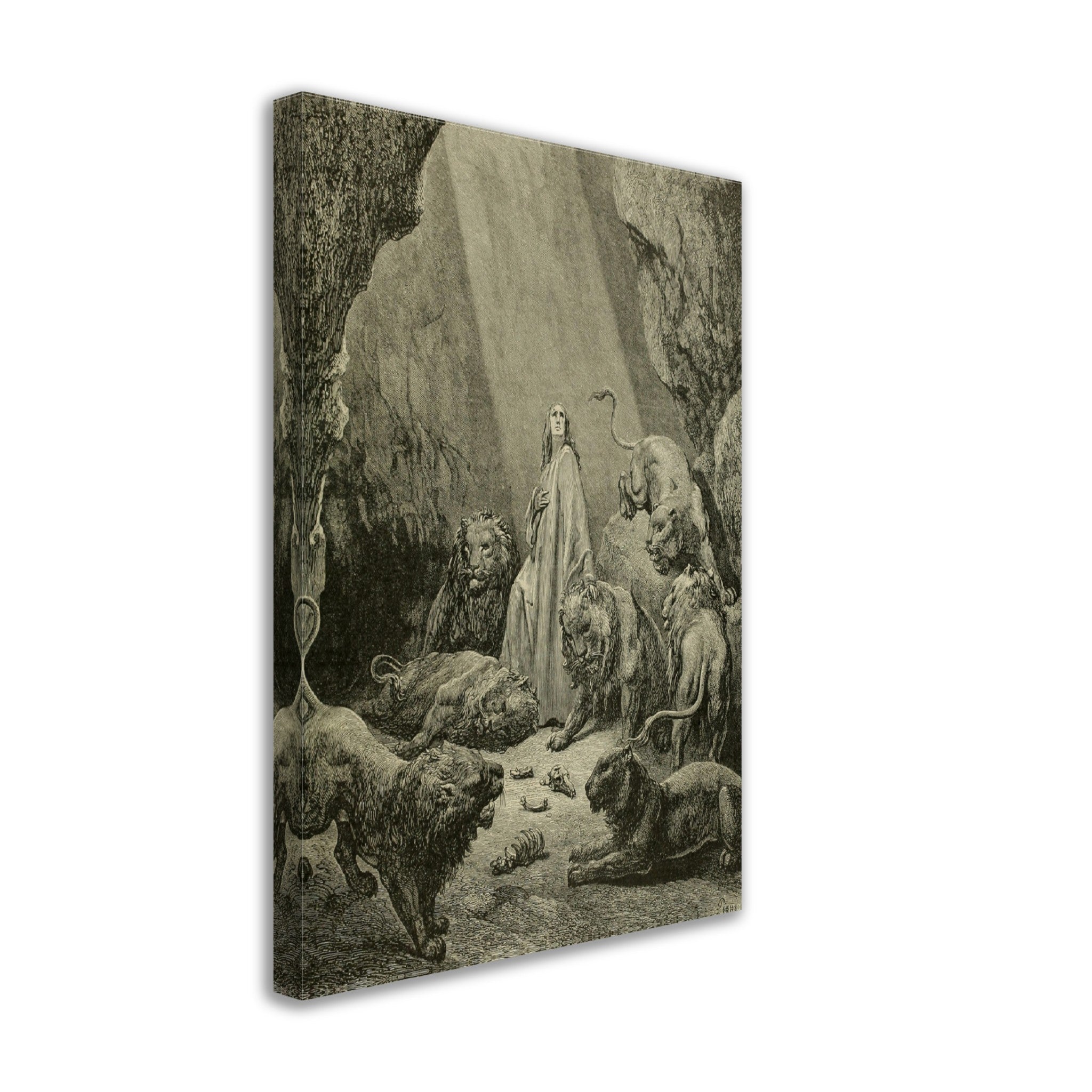 Gustave Dore Canvas - Daniel In The Lions Den Canvas Print, From La Grand Bible De Tours 1843 - WallArtPrints4U