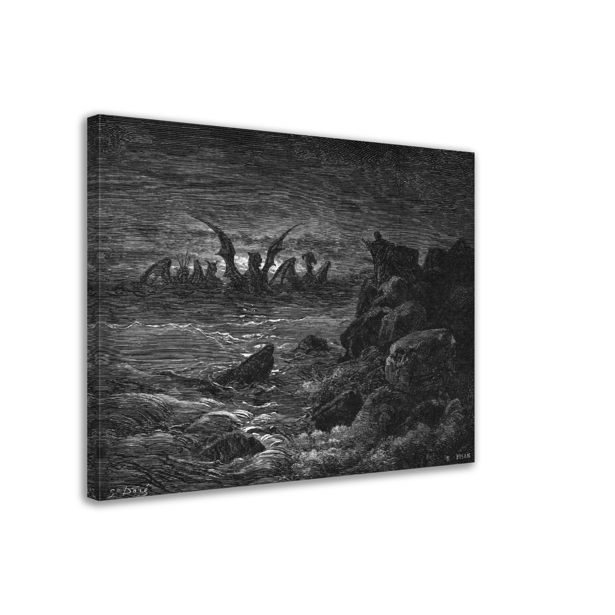 Gustave Dore Canvas, Daniels Vision Of The Four Beasts Canvas Print, From La Grand Bible De Tours 1866 - WallArtPrints4U