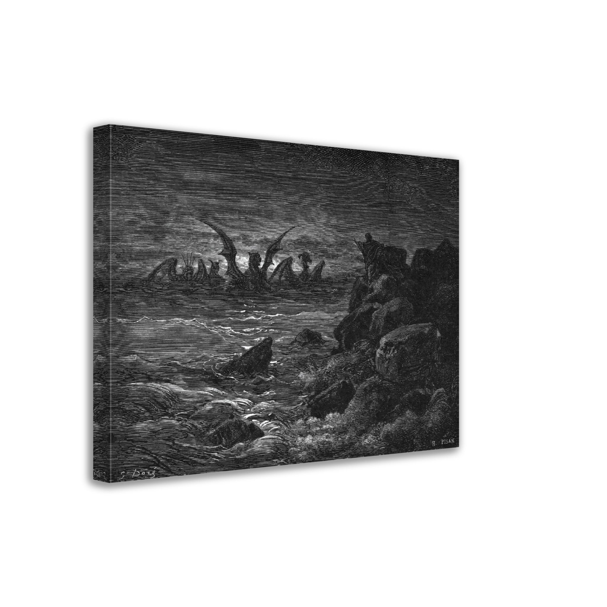 Gustave Dore Canvas, Daniels Vision Of The Four Beasts Canvas Print, From La Grand Bible De Tours 1866 - WallArtPrints4U