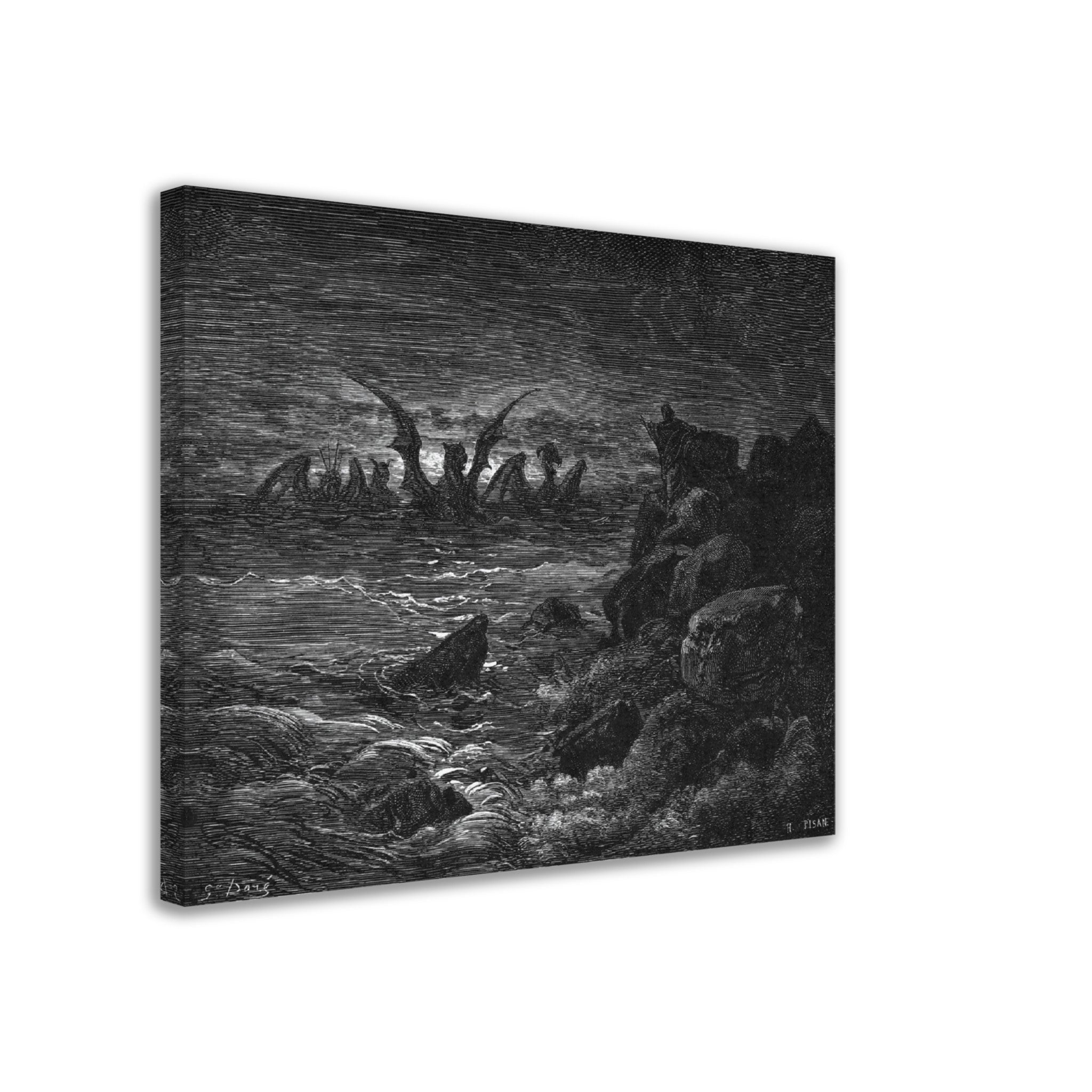 Gustave Dore Canvas, Daniels Vision Of The Four Beasts Canvas Print, From La Grand Bible De Tours 1866 - WallArtPrints4U