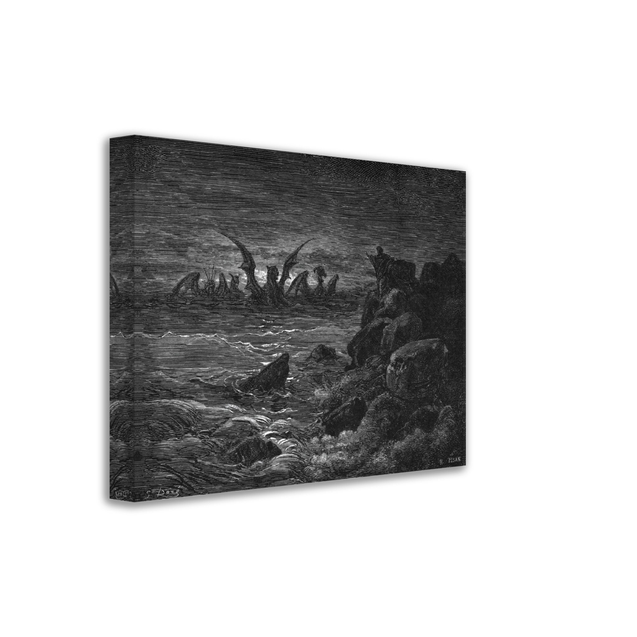 Gustave Dore Canvas, Daniels Vision Of The Four Beasts Canvas Print, From La Grand Bible De Tours 1866 - WallArtPrints4U