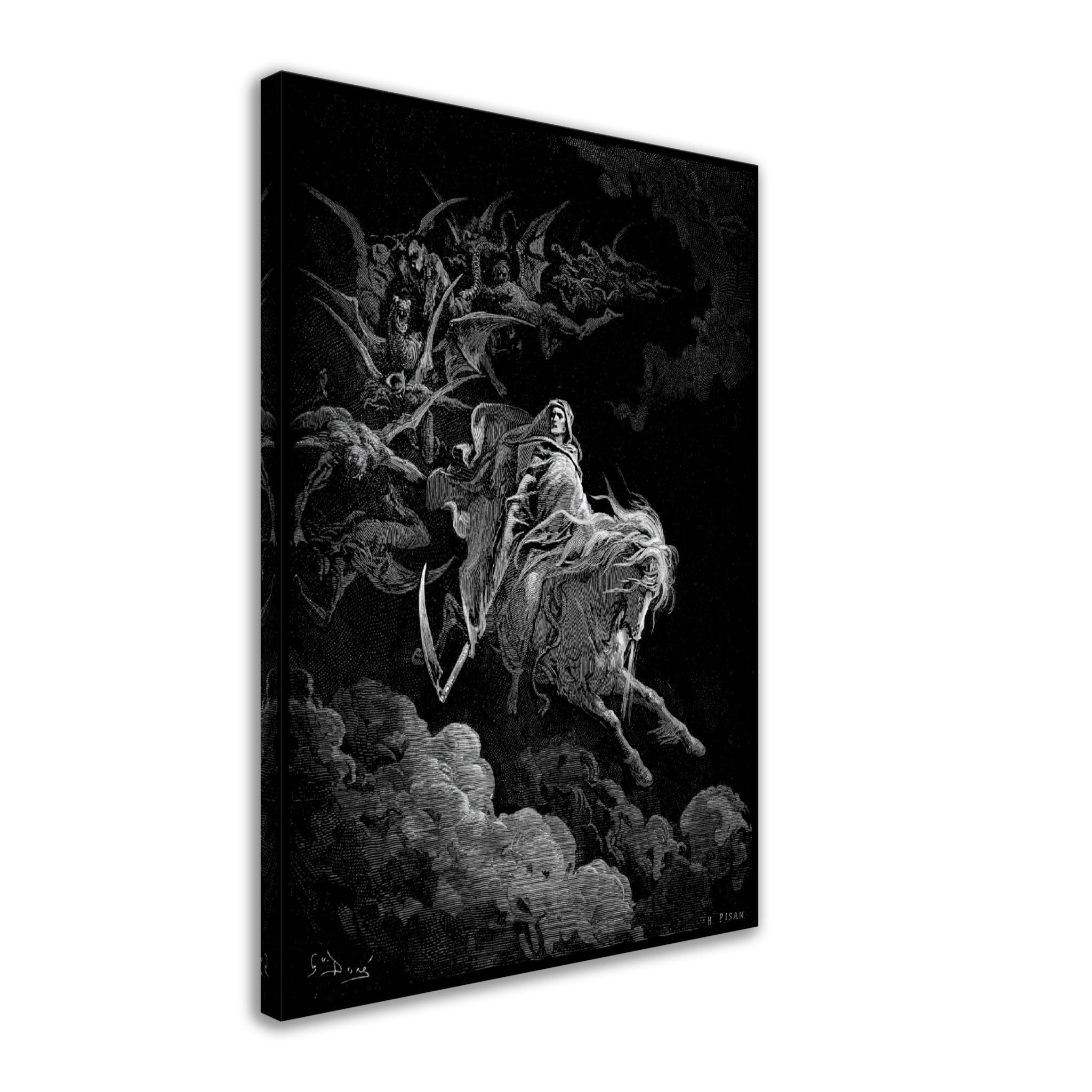 Gustave Dore Canvas - Death On A Pale Horse Canvas Print, From La Grand Bible De Tours 1843 - WallArtPrints4U