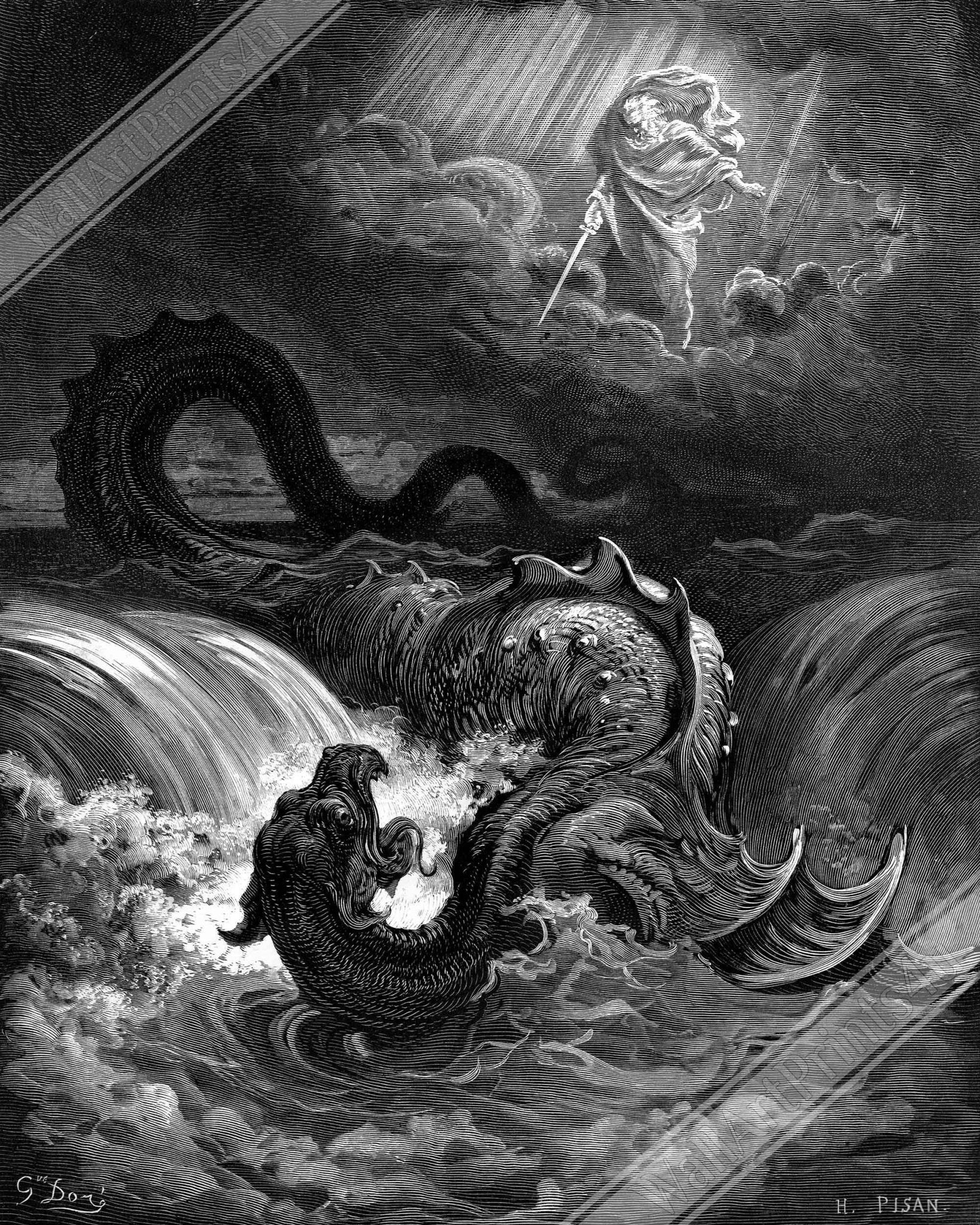 Gustave Dore Canvas - Destruction Of Leviathan Canvas - Halloween Gothic Canvas Print - WallArtPrints4U