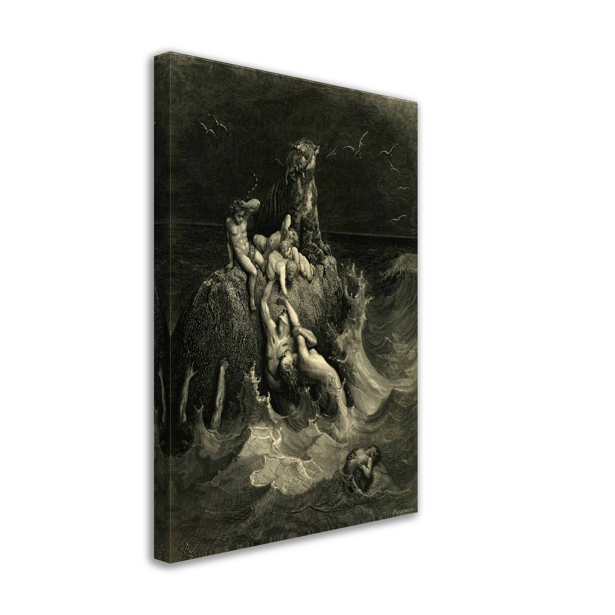 Gustave Dore Canvas, The Deluge Canvas Print, From La Grand Bible De Tours 1866 - WallArtPrints4U
