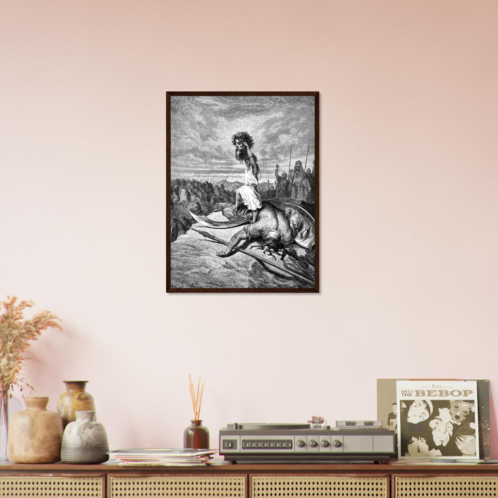 Gustave Dore Framed - David Slays Goliath Framed Print, From La Grand Bible De Tours 1843 UK, EU, USA, AUS Domestic Shipping - WallArtPrints4U