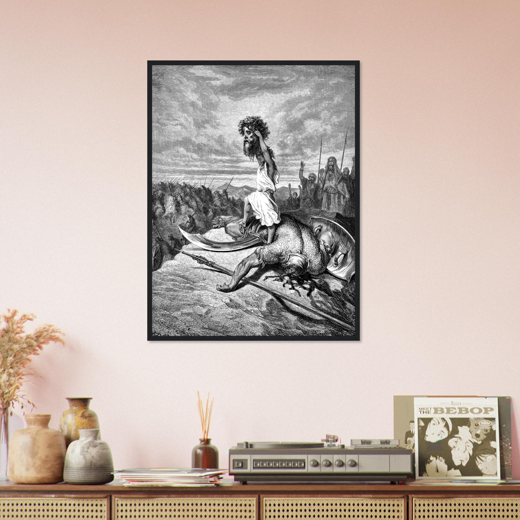 Gustave Dore Framed - David Slays Goliath Framed Print, From La Grand Bible De Tours 1843 UK, EU, USA, AUS Domestic Shipping - WallArtPrints4U