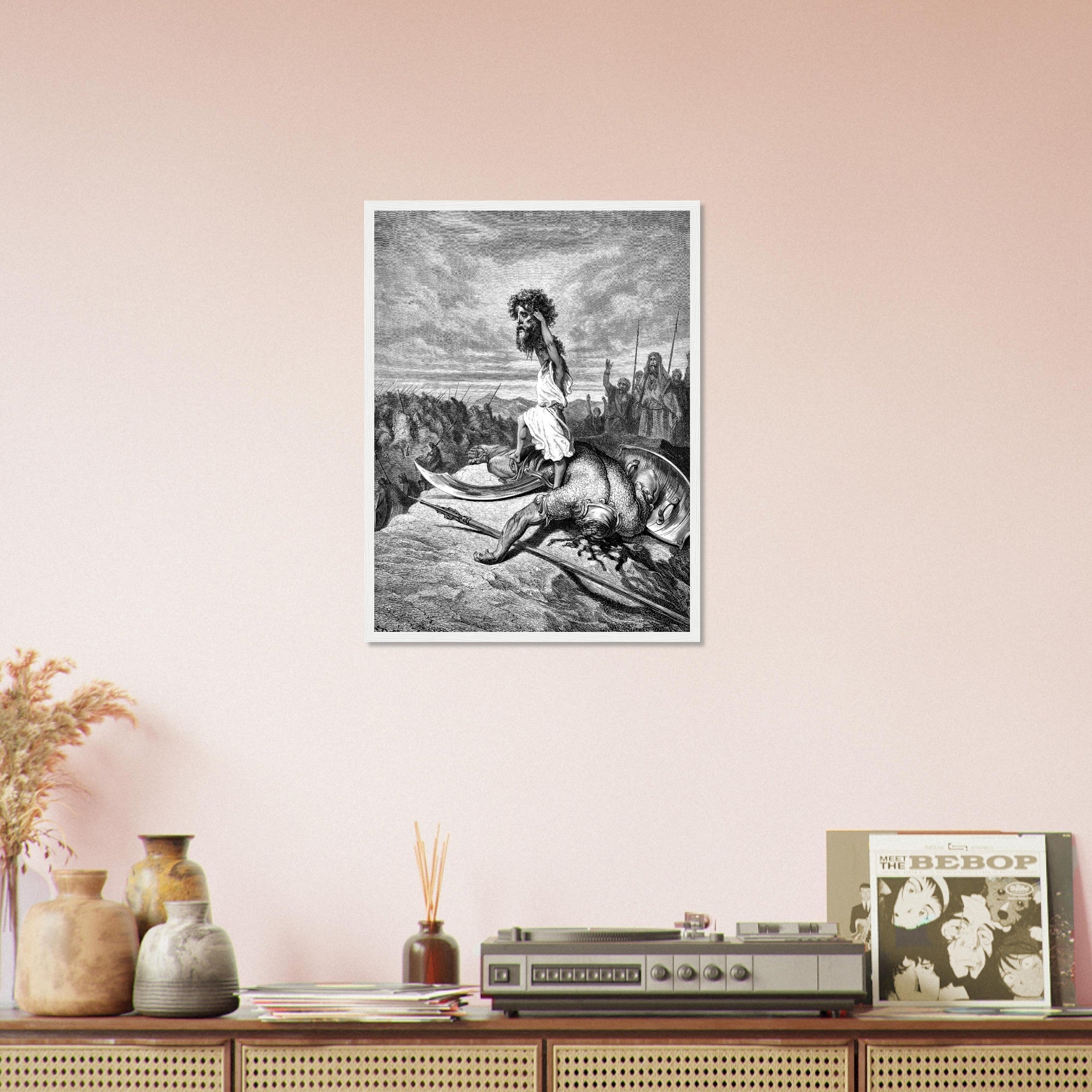 Gustave Dore Framed - David Slays Goliath Framed Print, From La Grand Bible De Tours 1843 UK, EU, USA, AUS Domestic Shipping - WallArtPrints4U