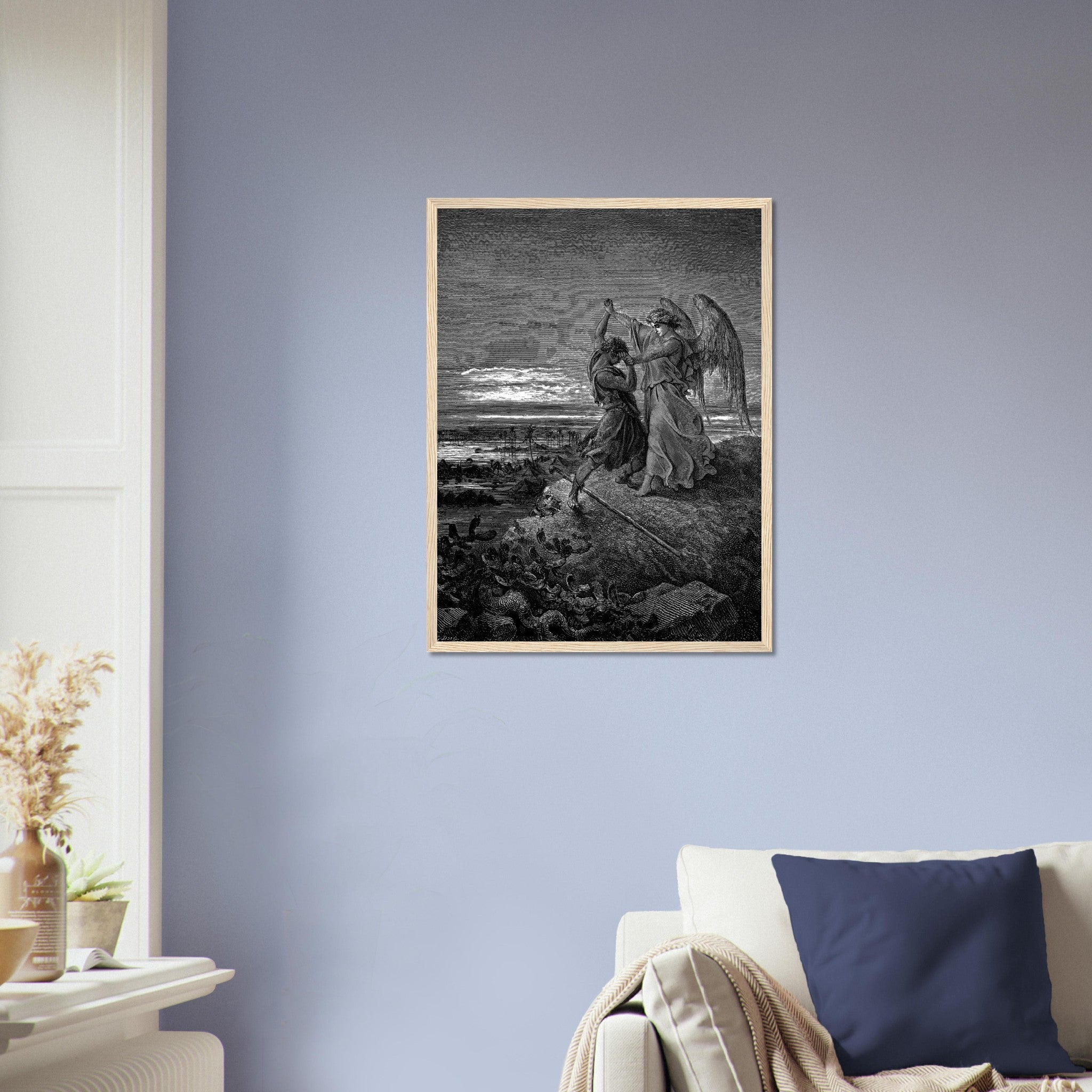 Gustave Dore Framed - Jacob Wrestles An Angel Framed Print, From La Grand Bible De Tours 1843 UK, EU, USA, AUS Domestic Shipping - WallArtPrints4U