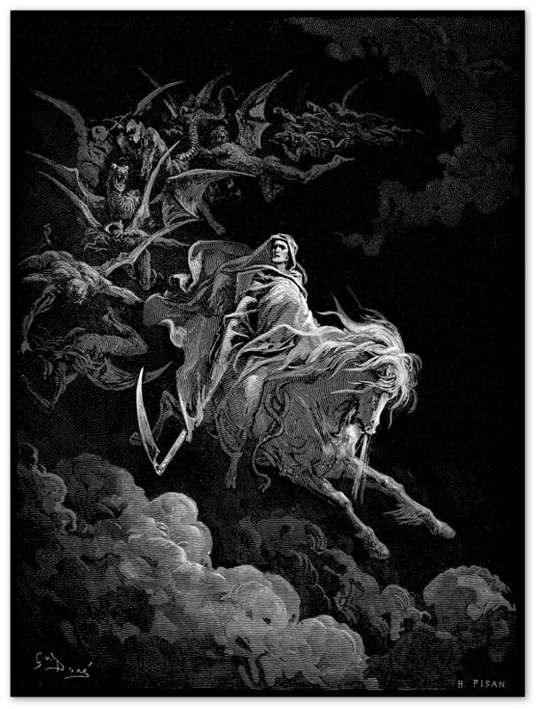 Gustave Dore Poster - Death On A Pale Horse Print, From La Grand Bible De Tours 1843 - WallArtPrints4U