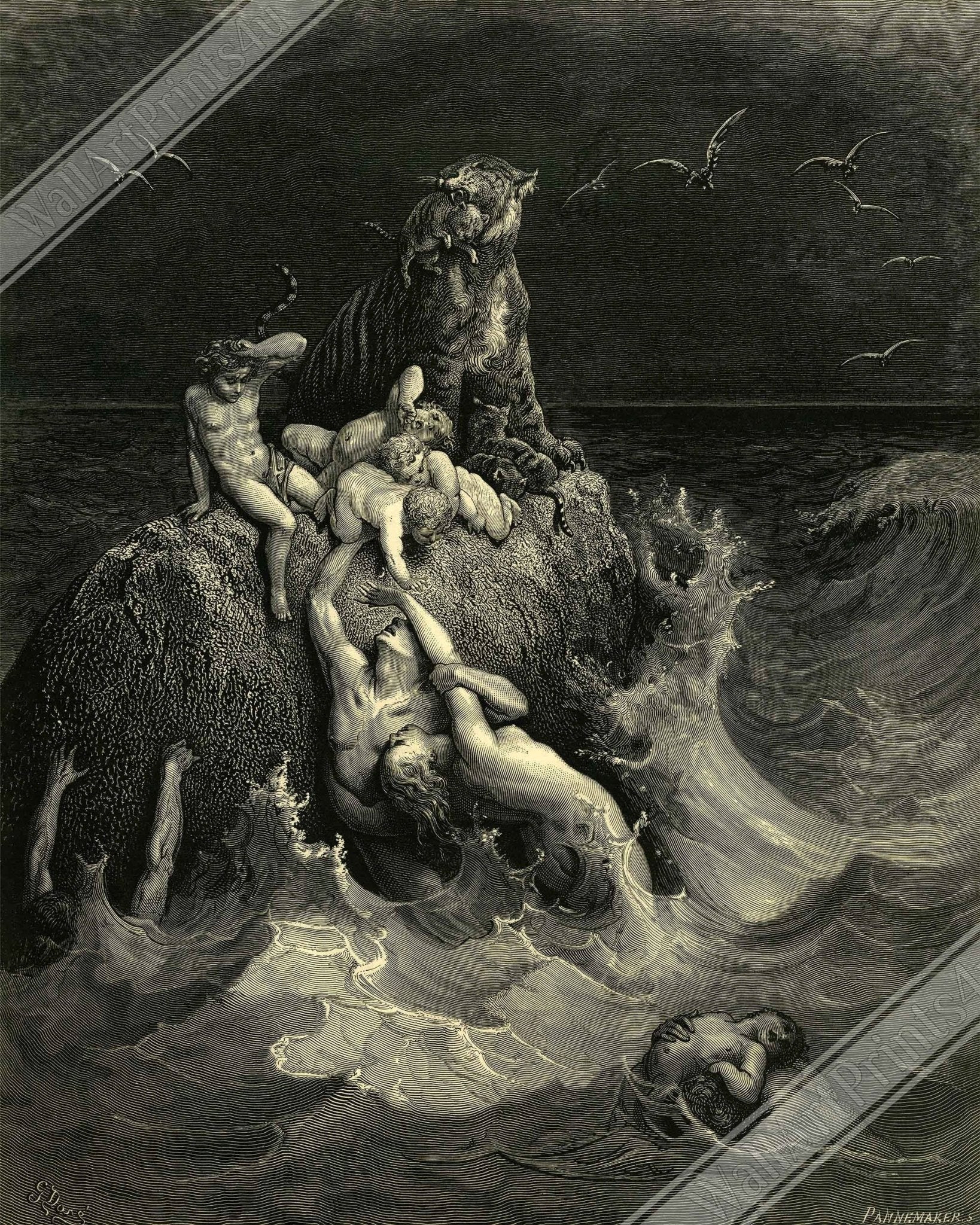 Gustave Dore Poster, The Deluge Print, From La Grand Bible De Tours 1866 - WallArtPrints4U