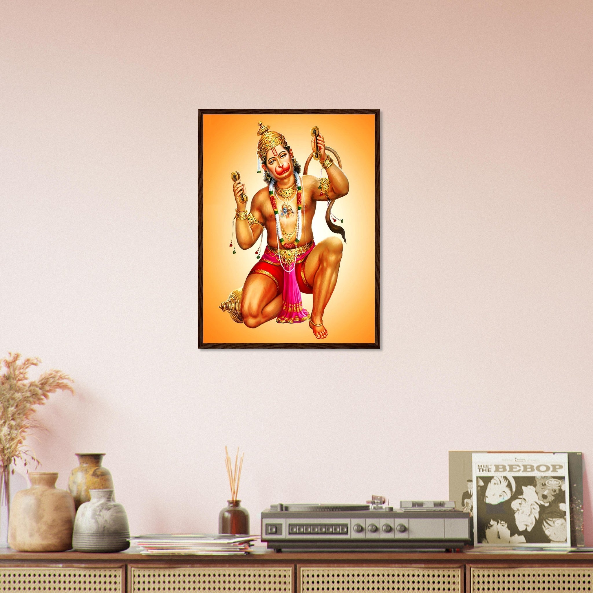 Hanuman Framed, Hindu God Of Strength - Hanuman Framed Print - Beautiful Colors Use For Hanuman Mantra Meditation - WallArtPrints4U