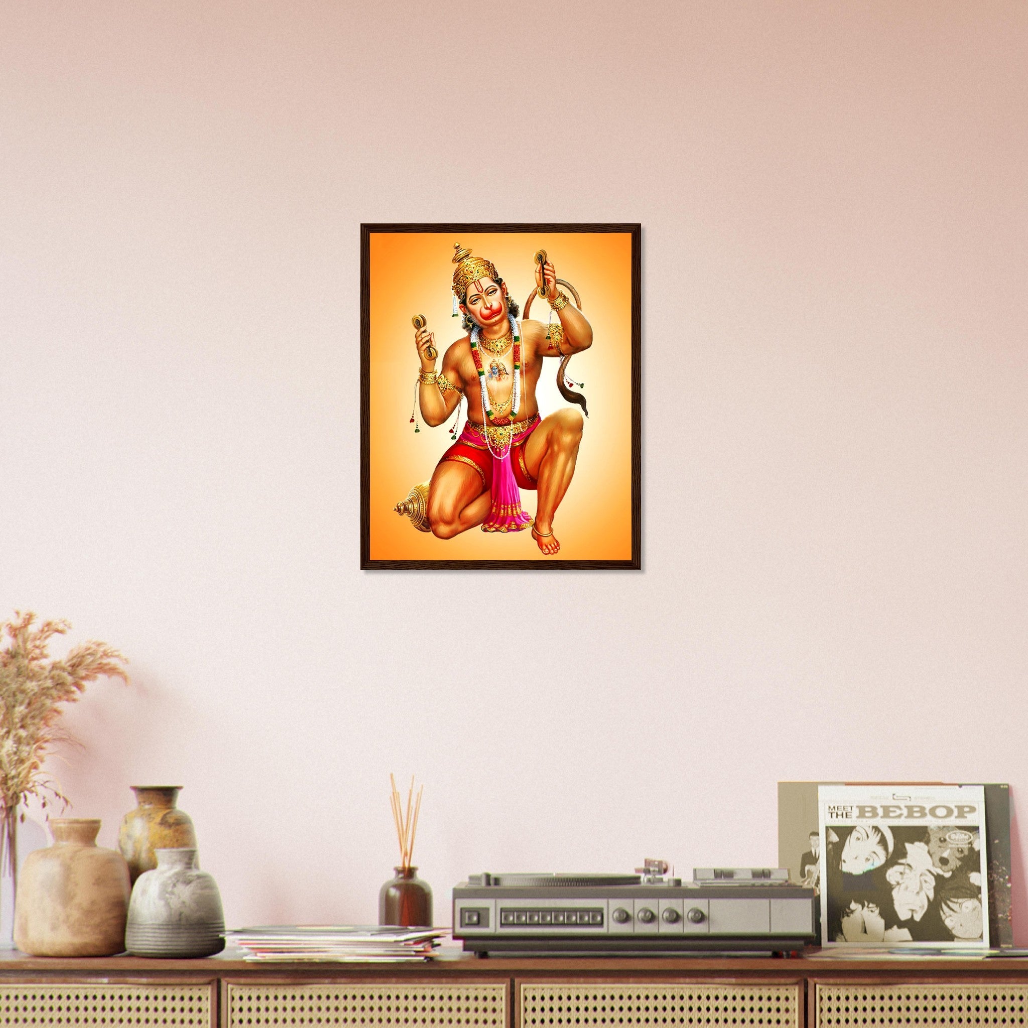 Hanuman Framed, Hindu God Of Strength - Hanuman Framed Print - Beautiful Colors Use For Hanuman Mantra Meditation - WallArtPrints4U
