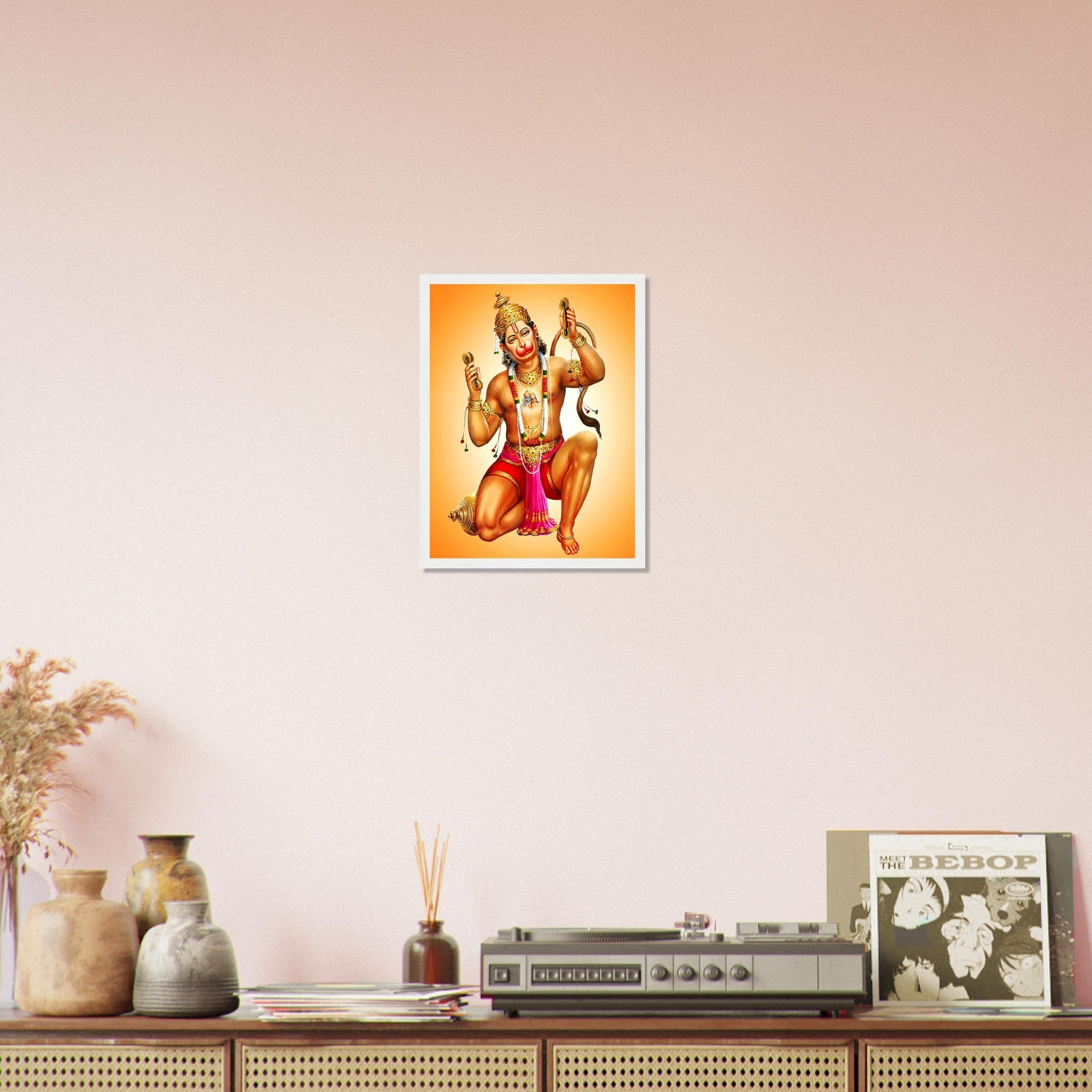 Hanuman Framed, Hindu God Of Strength - Hanuman Framed Print - Beautiful Colors Use For Hanuman Mantra Meditation - WallArtPrints4U