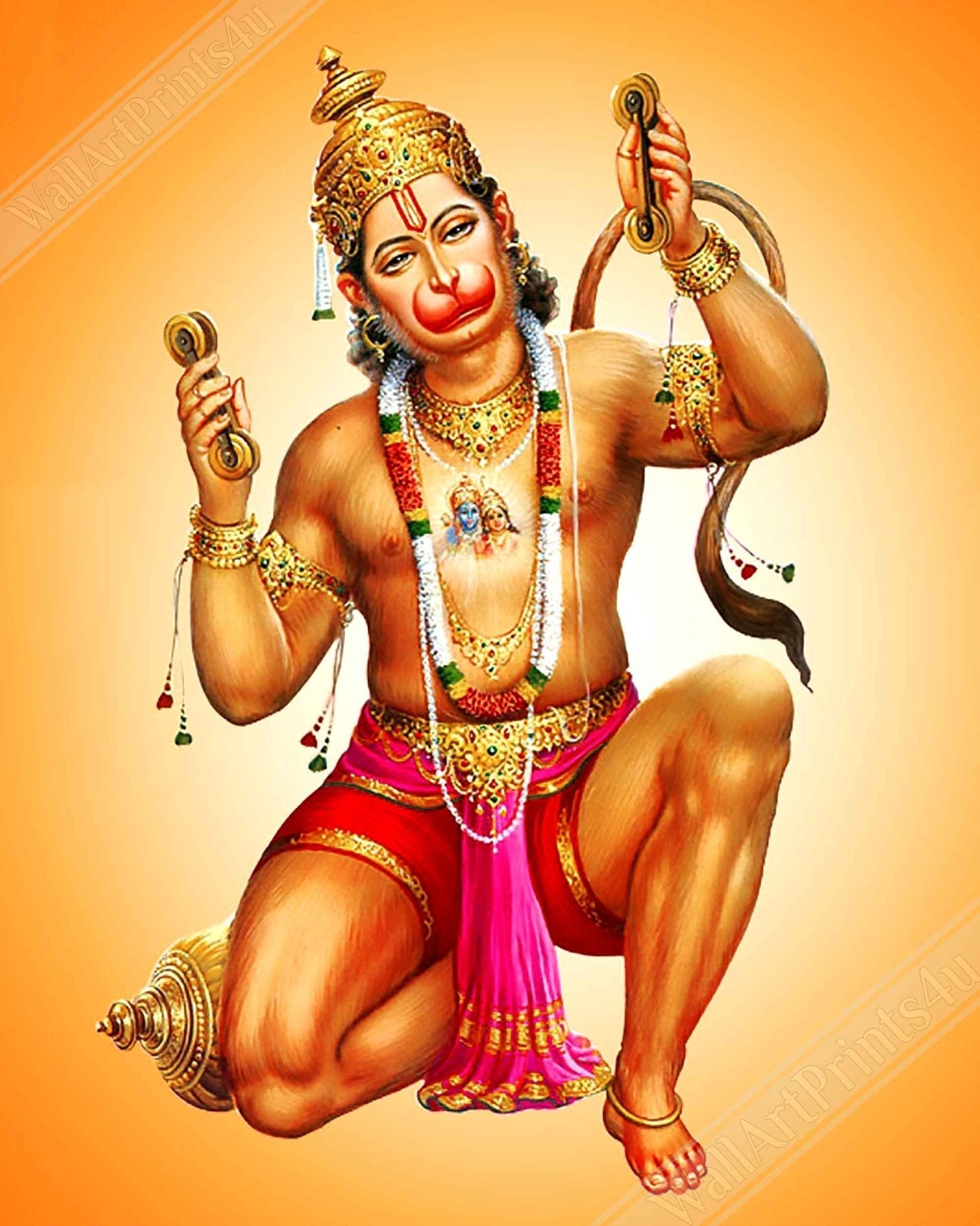 Hanuman Framed, Hindu God Of Strength - Hanuman Framed Print - Beautiful Colors Use For Hanuman Mantra Meditation - WallArtPrints4U