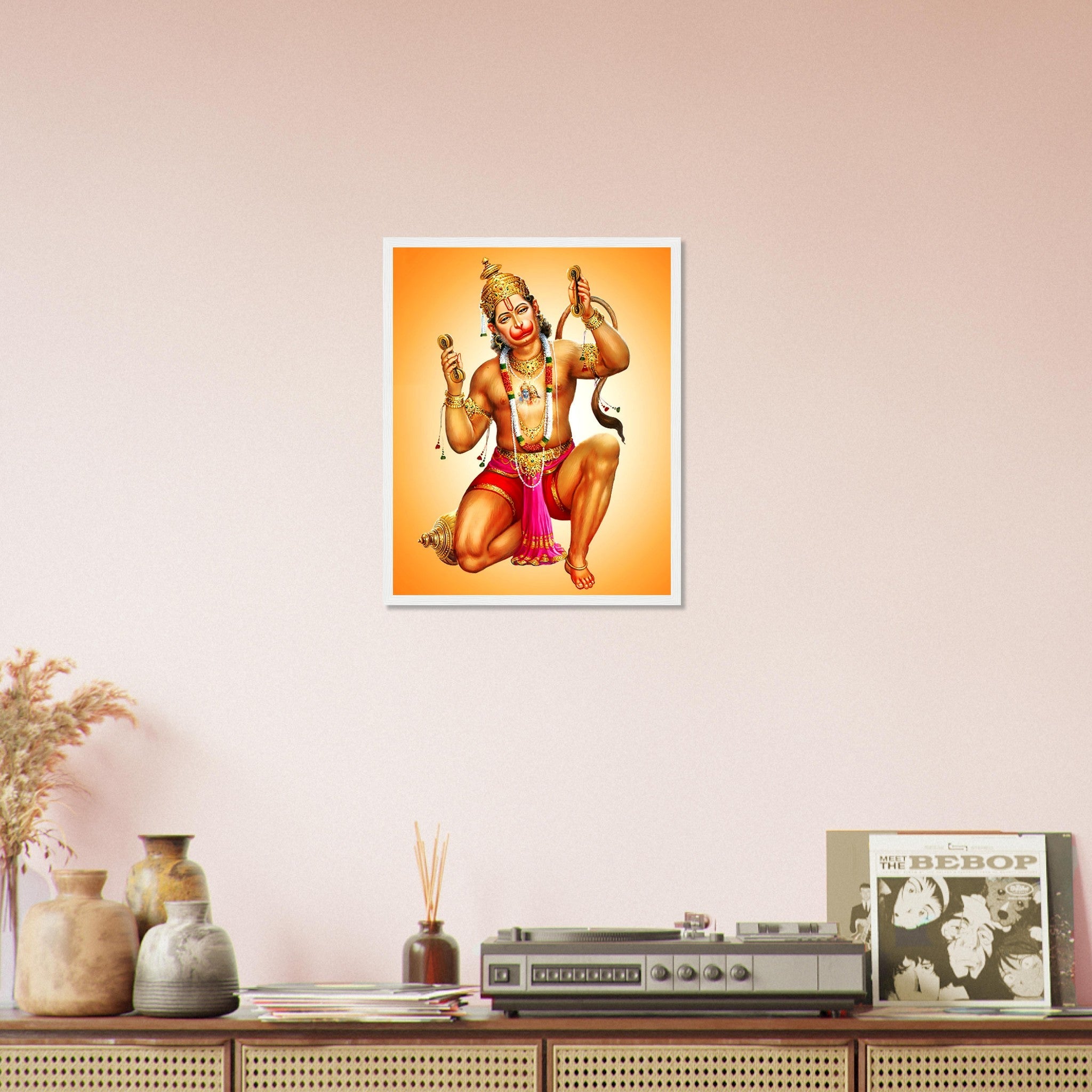 Hanuman Framed, Hindu God Of Strength - Hanuman Framed Print - Beautiful Colors Use For Hanuman Mantra Meditation - WallArtPrints4U
