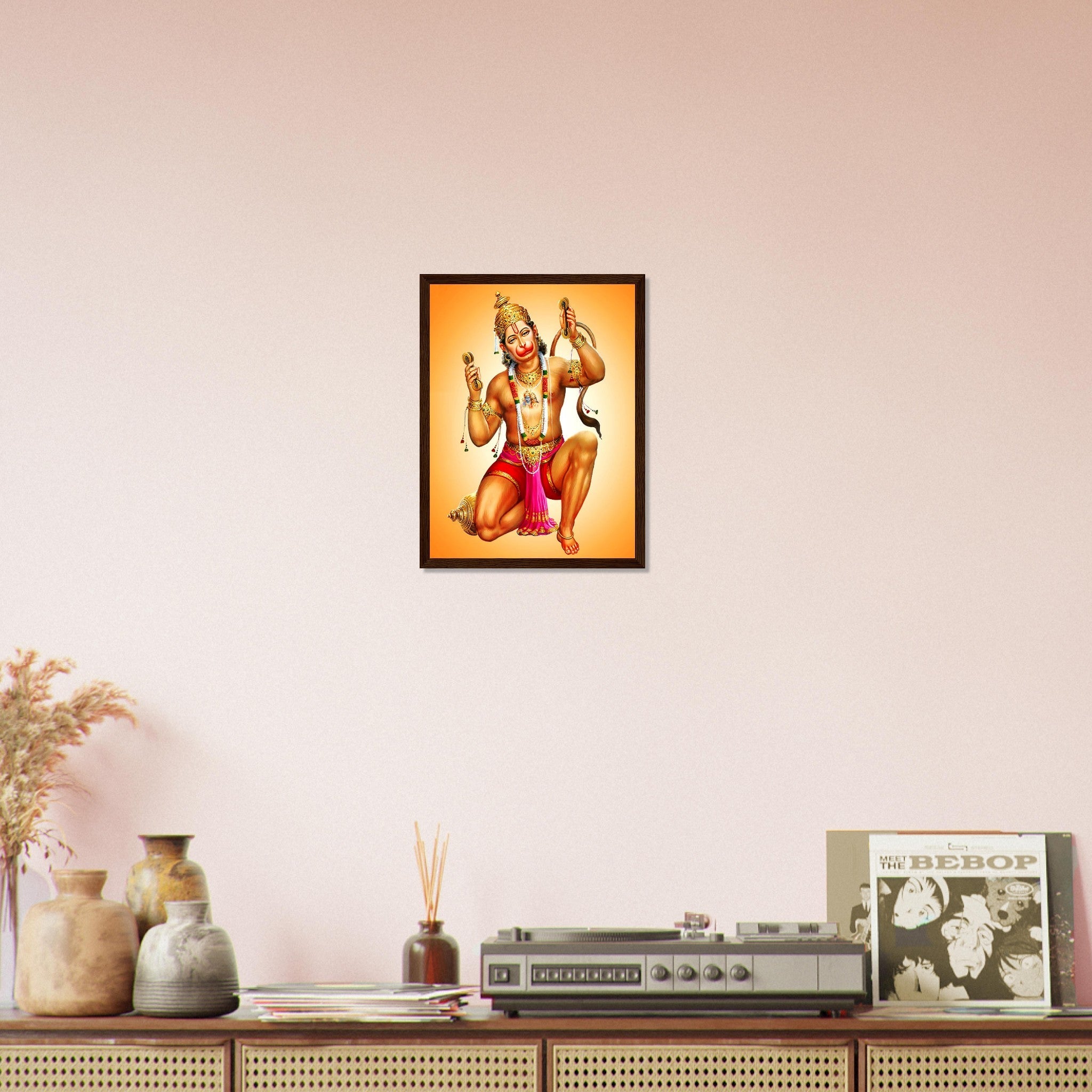 Hanuman Framed, Hindu God Of Strength - Hanuman Framed Print - Beautiful Colors Use For Hanuman Mantra Meditation - WallArtPrints4U