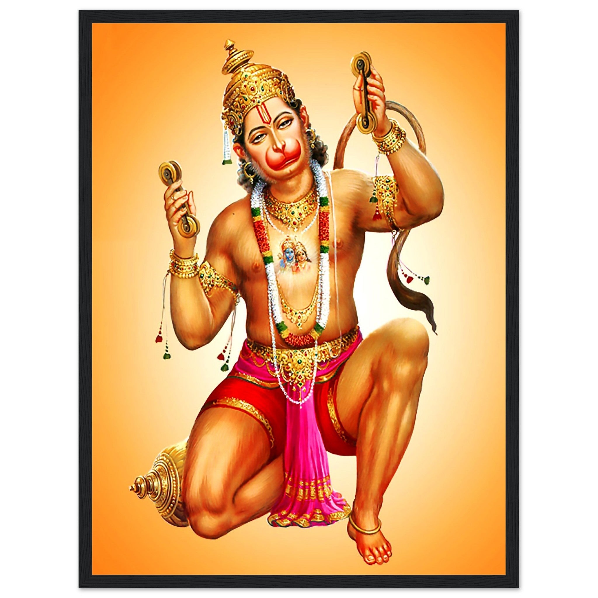 Hanuman Framed, Hindu God Of Strength - Hanuman Framed Print - Beautiful Colors Use For Hanuman Mantra Meditation - WallArtPrints4U