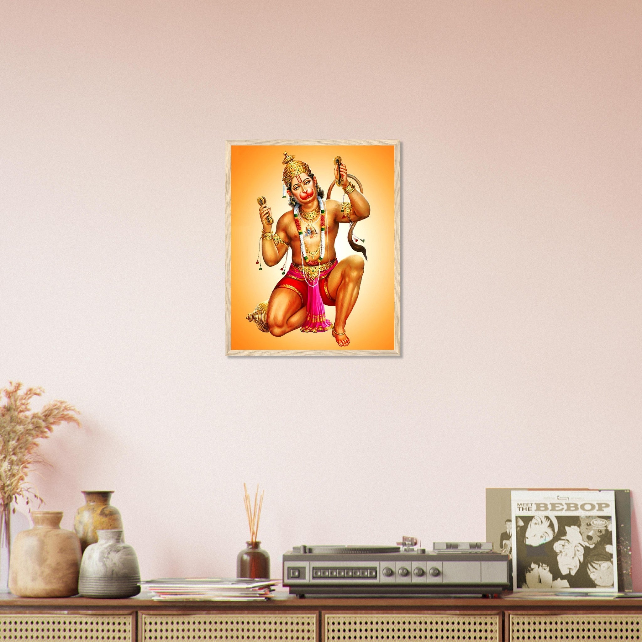 Hanuman Framed, Hindu God Of Strength - Hanuman Framed Print - Beautiful Colors Use For Hanuman Mantra Meditation - WallArtPrints4U