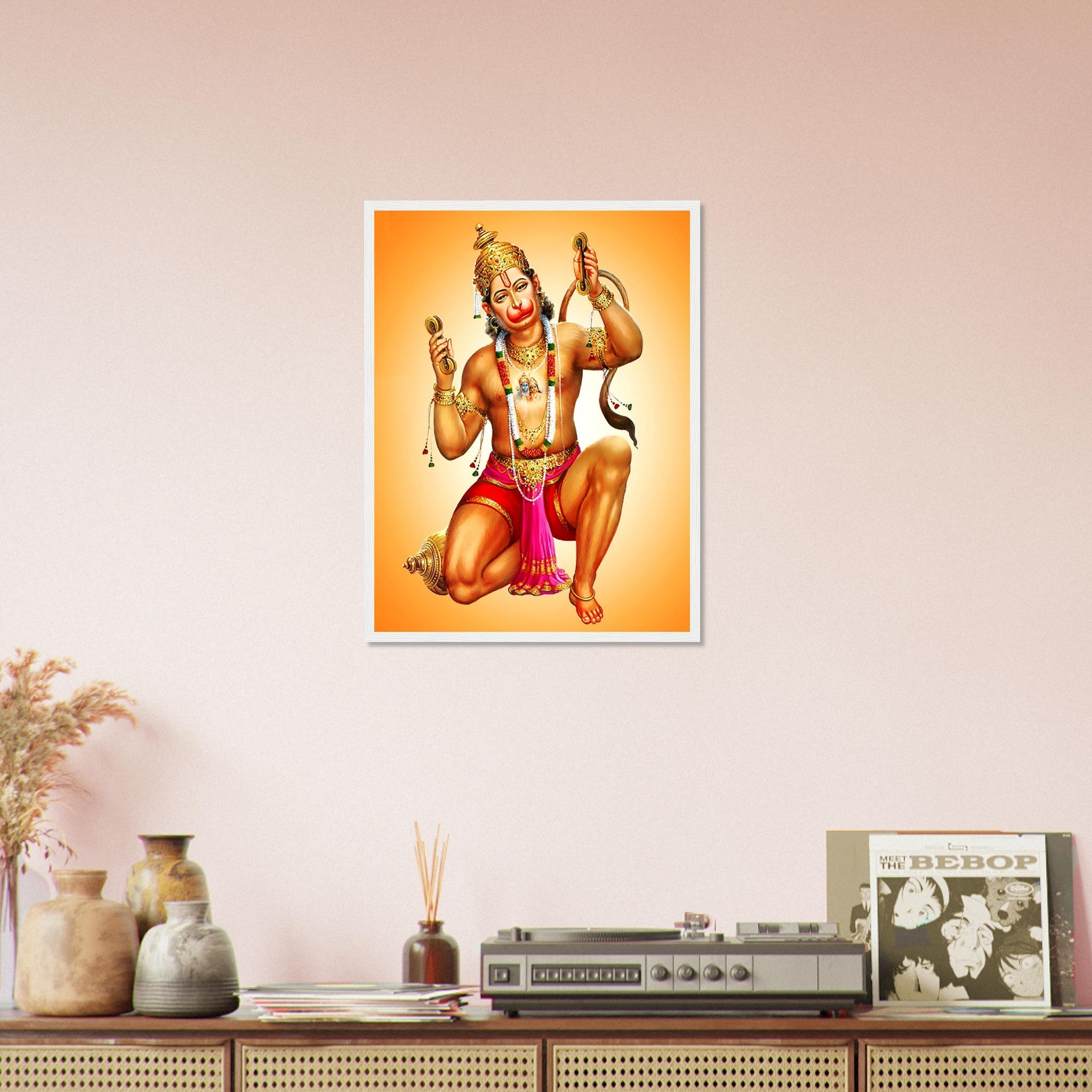 Hanuman Framed, Hindu God Of Strength - Hanuman Framed Print - Beautiful Colors Use For Hanuman Mantra Meditation - WallArtPrints4U