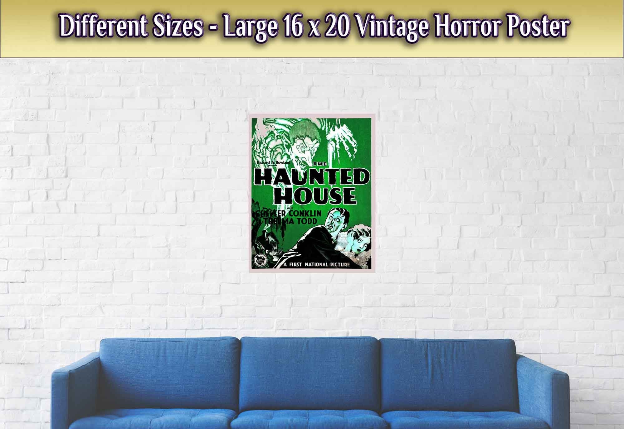 Haunted House Poster, Vintage Horror Movie Poster 1928 Poster Film Art - Thelma Todd, Chester Conklin - WallArtPrints4U