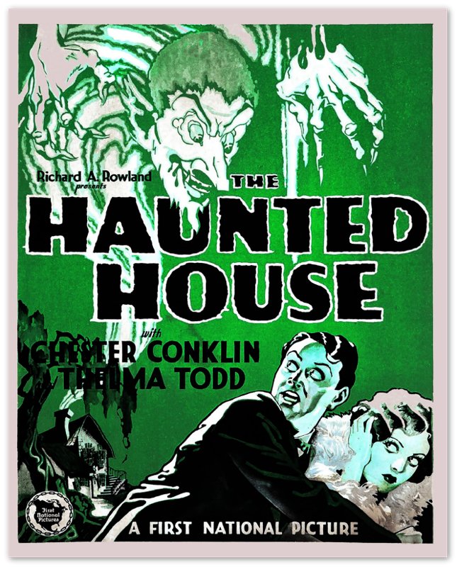 Haunted House Poster, Vintage Horror Movie Poster 1928 Poster Film Art - Thelma Todd, Chester Conklin - WallArtPrints4U