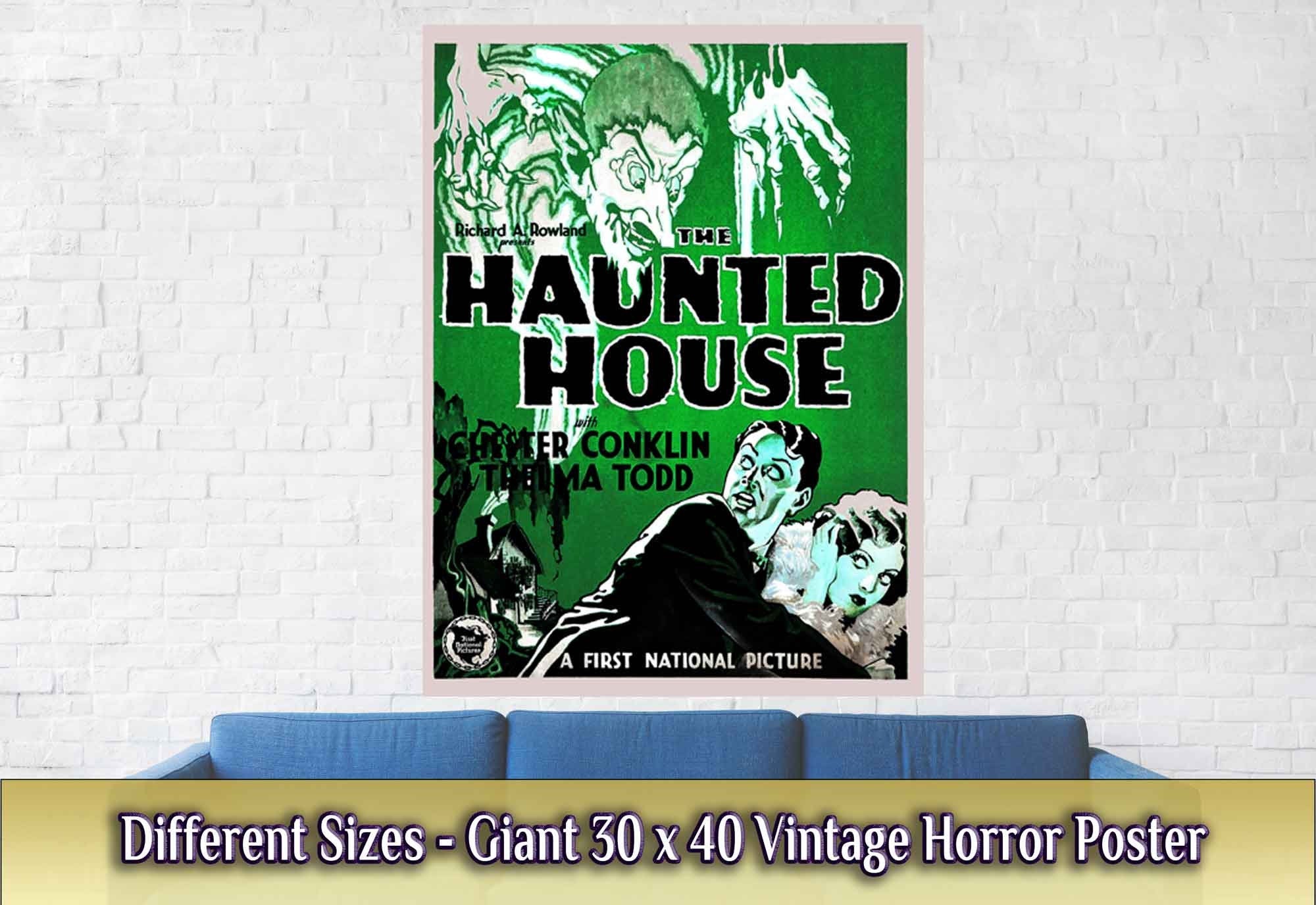 Haunted House Poster, Vintage Horror Movie Poster 1928 Poster Film Art - Thelma Todd, Chester Conklin - WallArtPrints4U