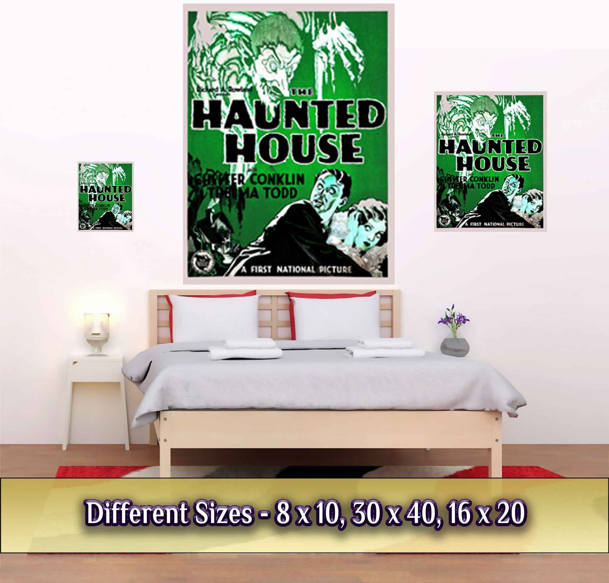 Haunted House Poster, Vintage Horror Movie Poster 1928 Poster Film Art - Thelma Todd, Chester Conklin - WallArtPrints4U