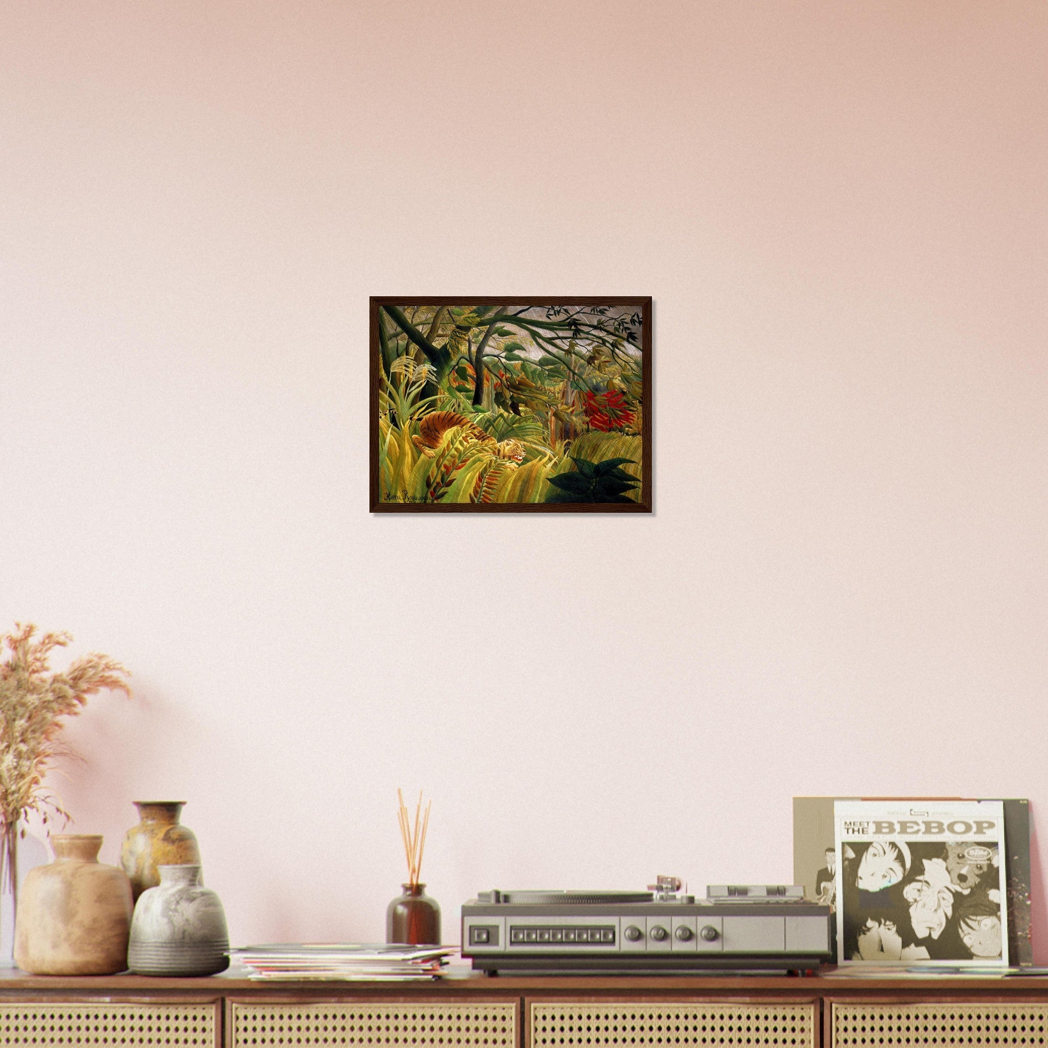 Henri Rousseau Framed Tiger In A Tropical Storm Framed Print Surprised Framed 1891 - WallArtPrints4U