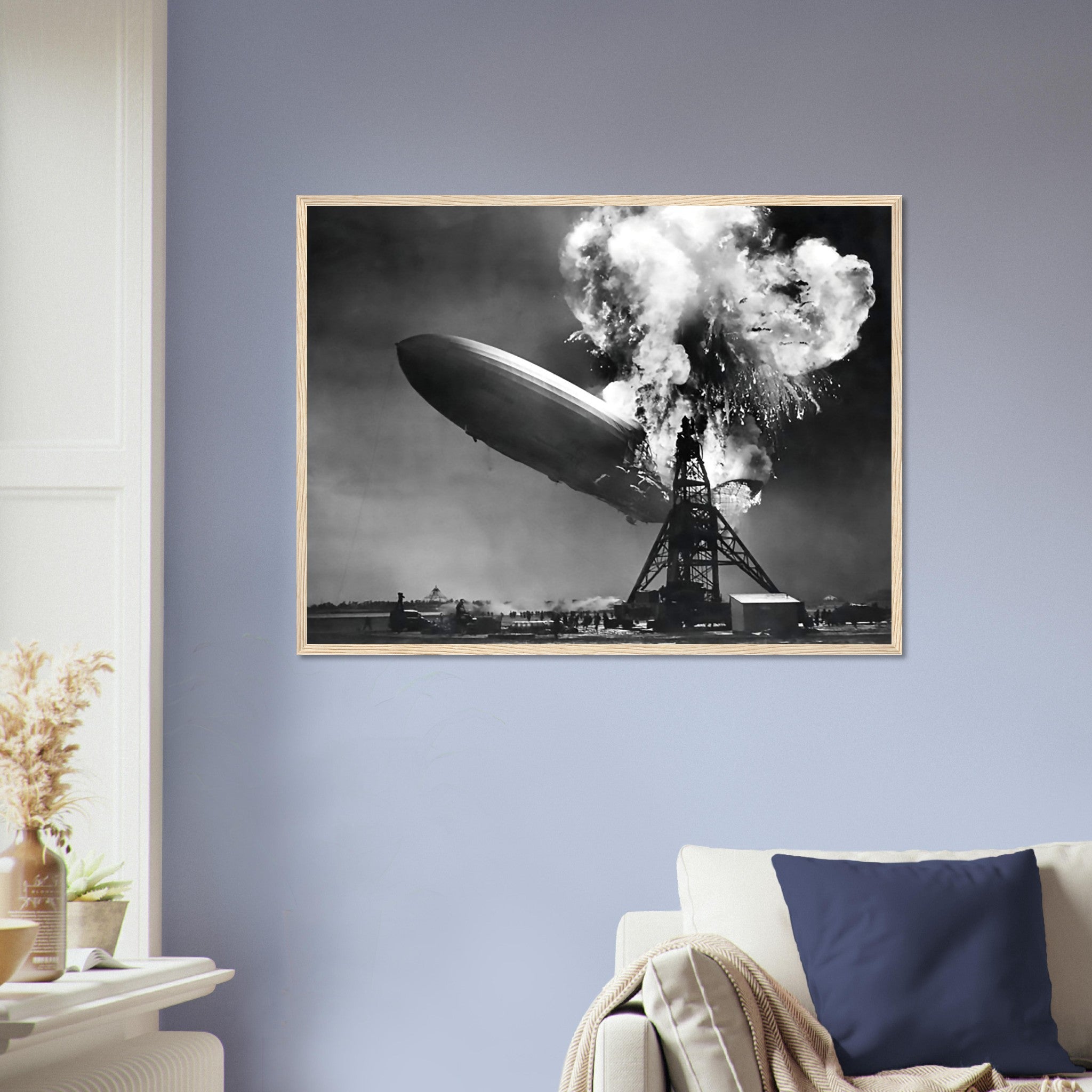 Hindenburg Disaster Framed, Famous Photo Framed Print From 1937, Vintage Wall Art - Hindenburg Zeppelin Explodes - WallArtPrints4U