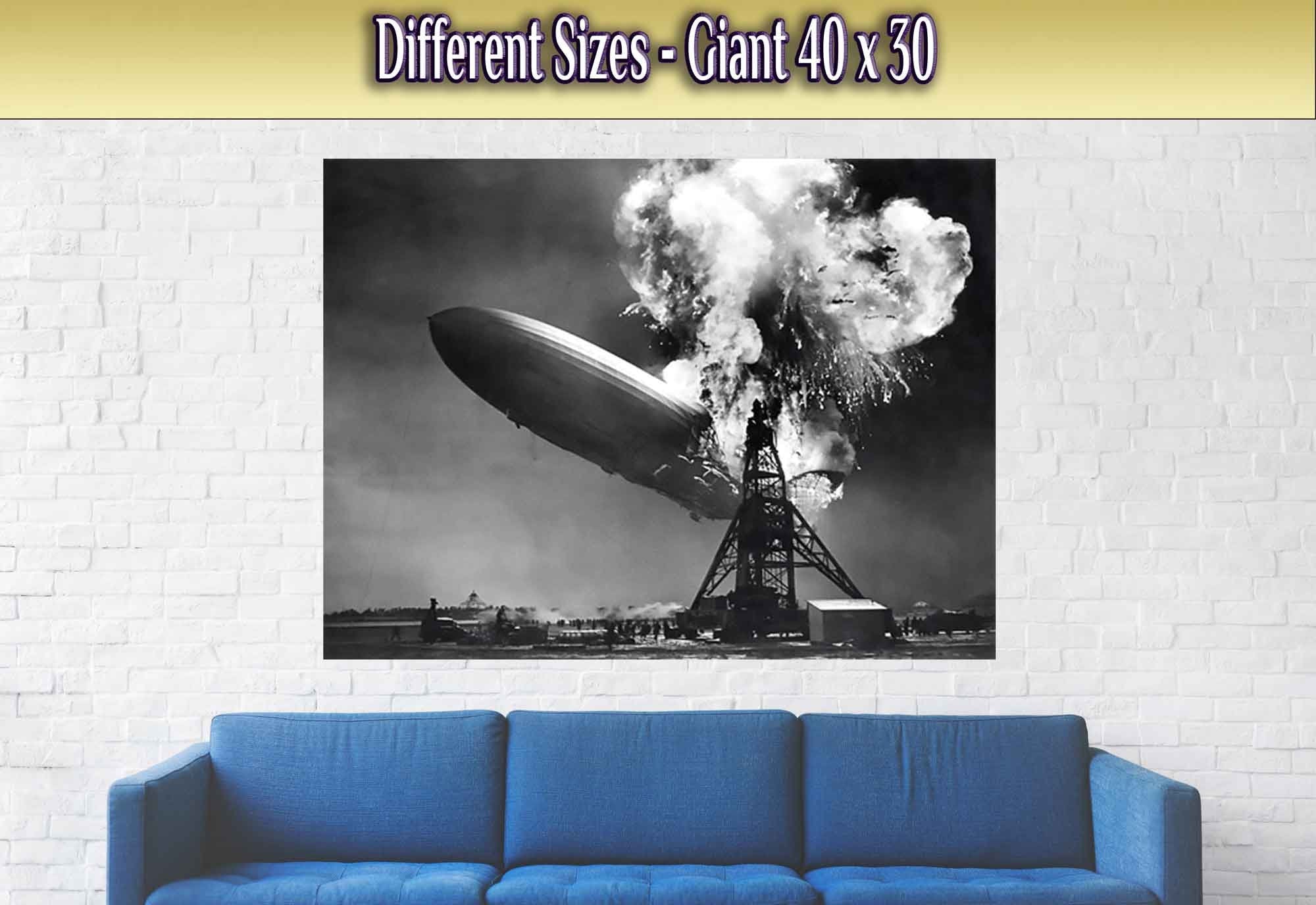 Hindenburg Disaster Poster, Famous Photo Print From 1937, Vintage Wall Art - Hindenburg Zeppelin Explodes - WallArtPrints4U