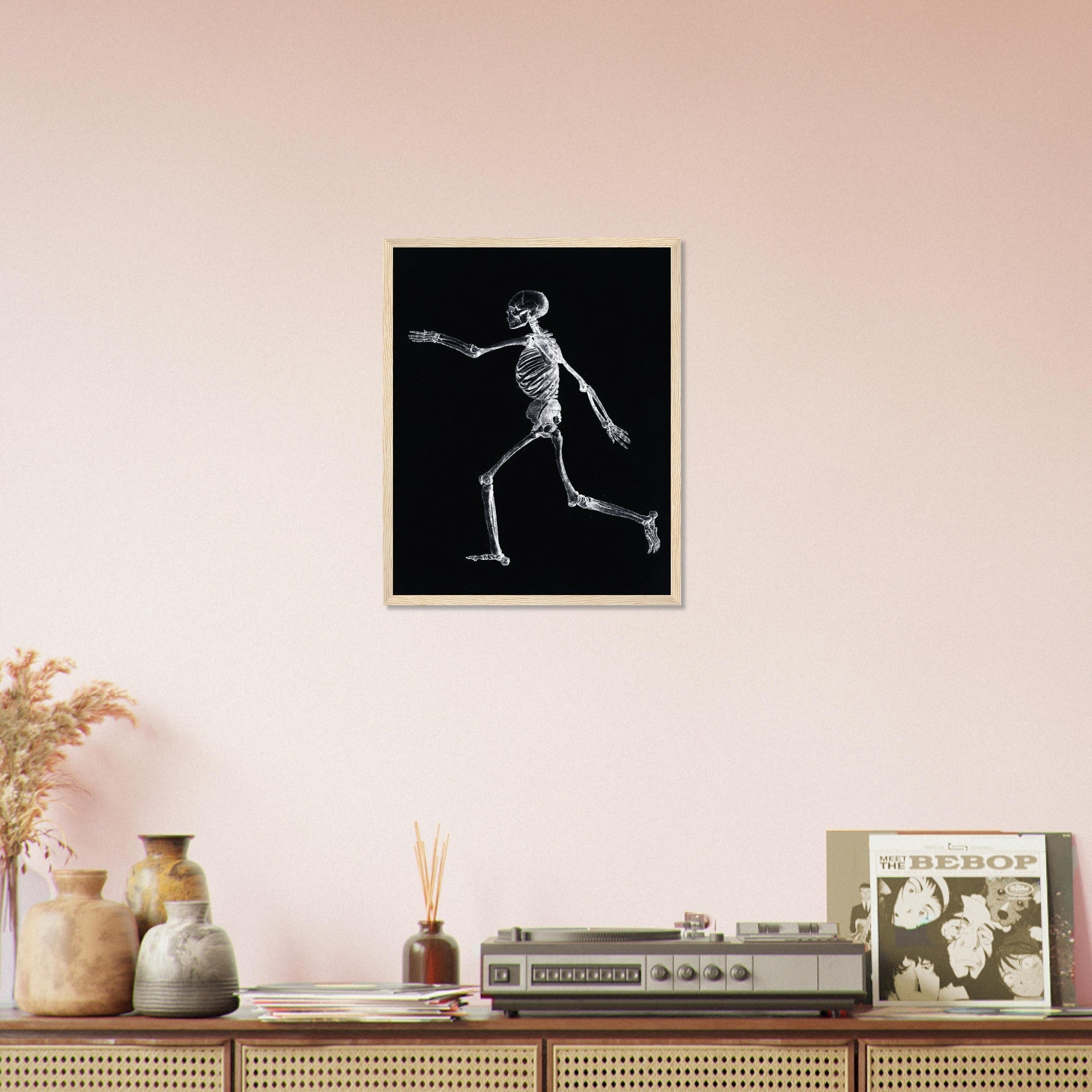 Human Skeleton Framed, Vintage Skeleton Framed Print Lateral View, George Stubbs UK, EU USA Domestic Shipping - WallArtPrints4U