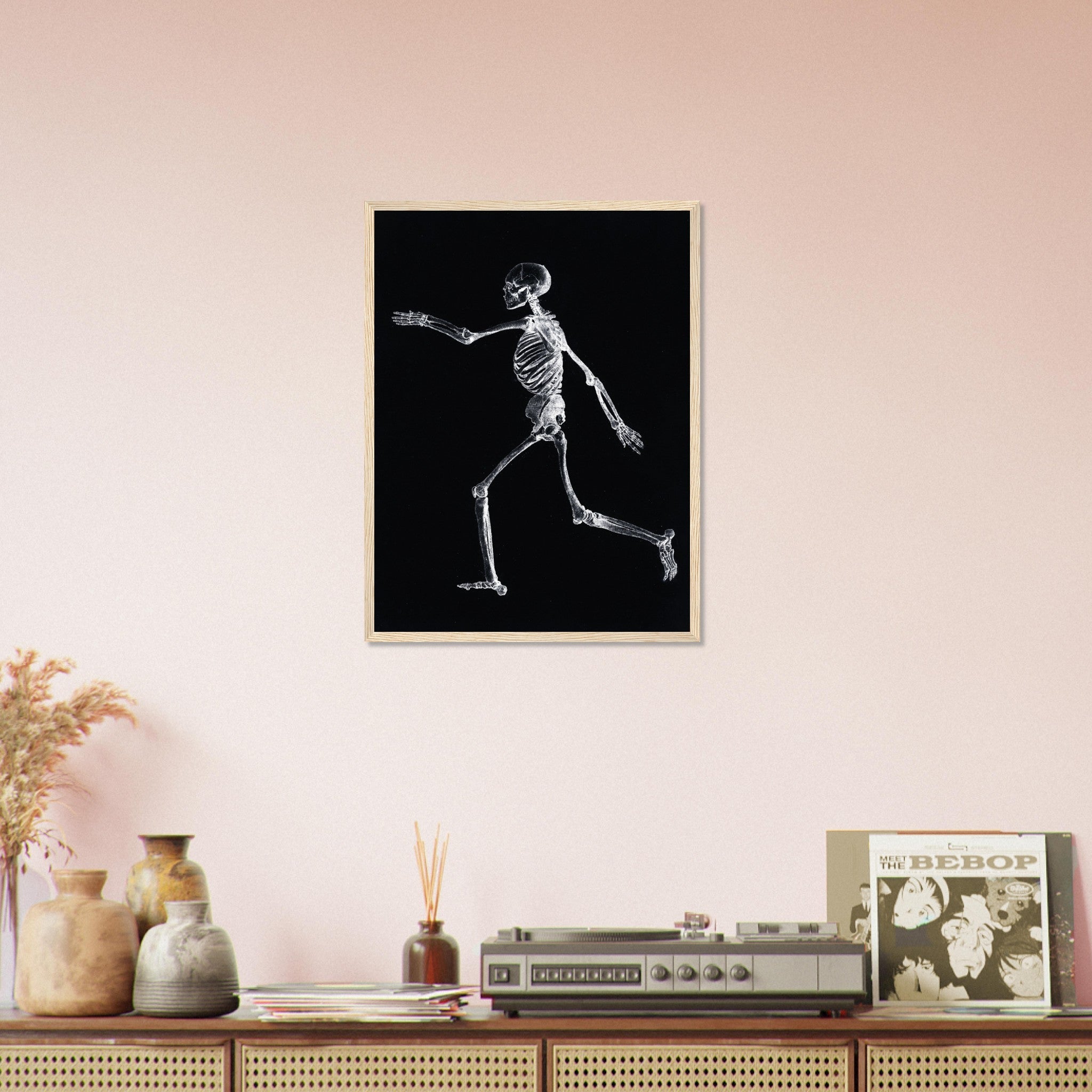 Human Skeleton Framed, Vintage Skeleton Framed Print Lateral View, George Stubbs UK, EU USA Domestic Shipping - WallArtPrints4U