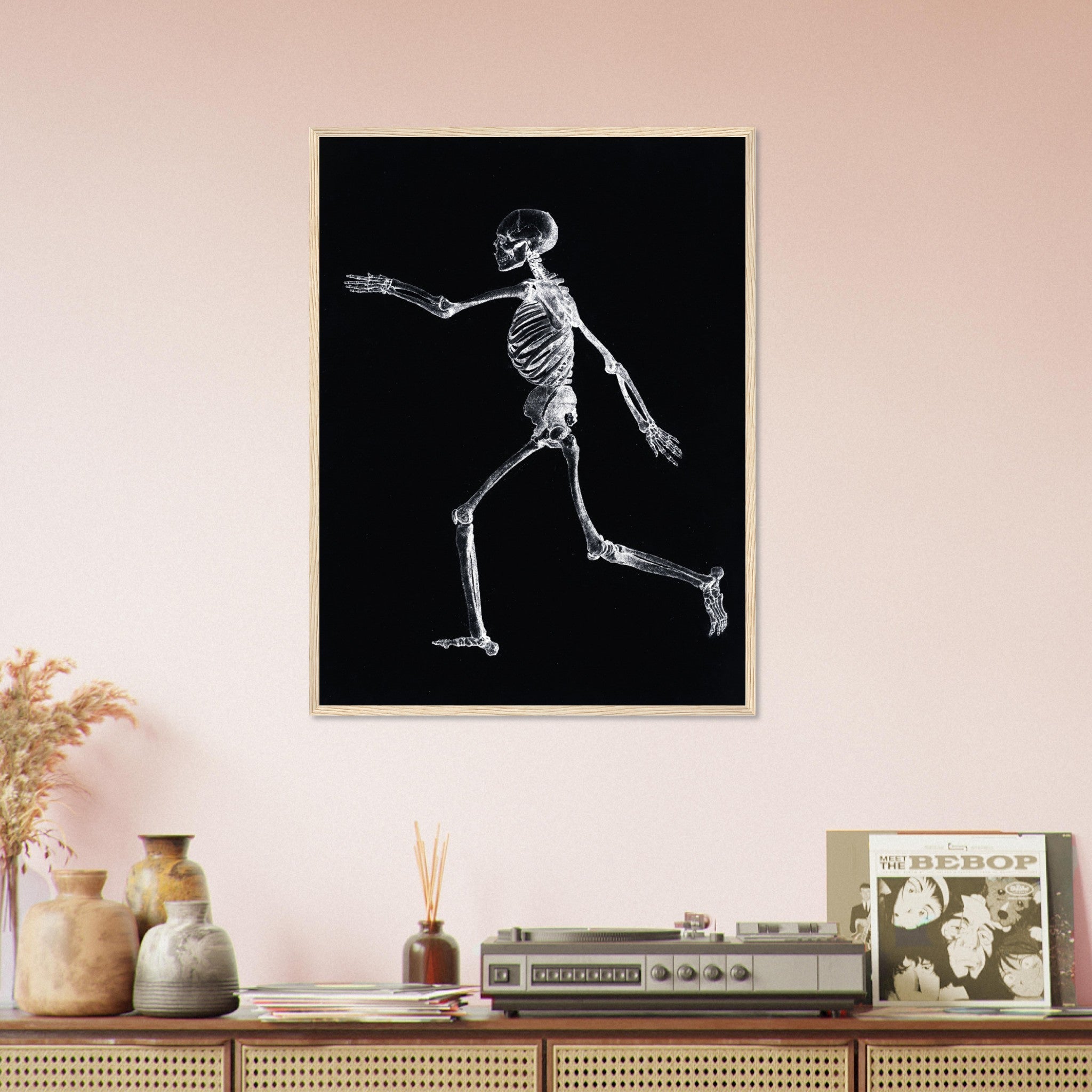 Human Skeleton Framed, Vintage Skeleton Framed Print Lateral View, George Stubbs UK, EU USA Domestic Shipping - WallArtPrints4U