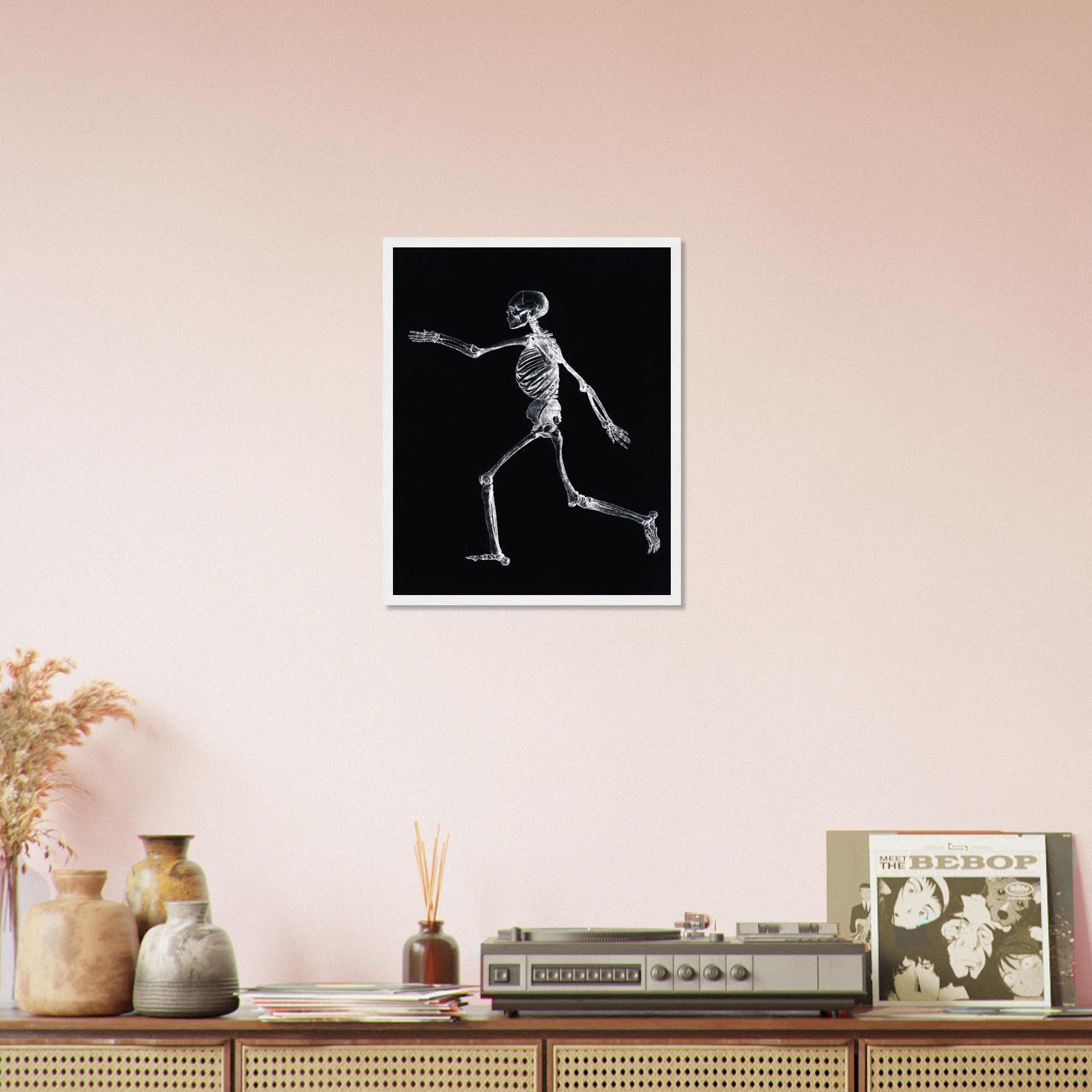 Human Skeleton Framed, Vintage Skeleton Framed Print Lateral View, George Stubbs UK, EU USA Domestic Shipping - WallArtPrints4U