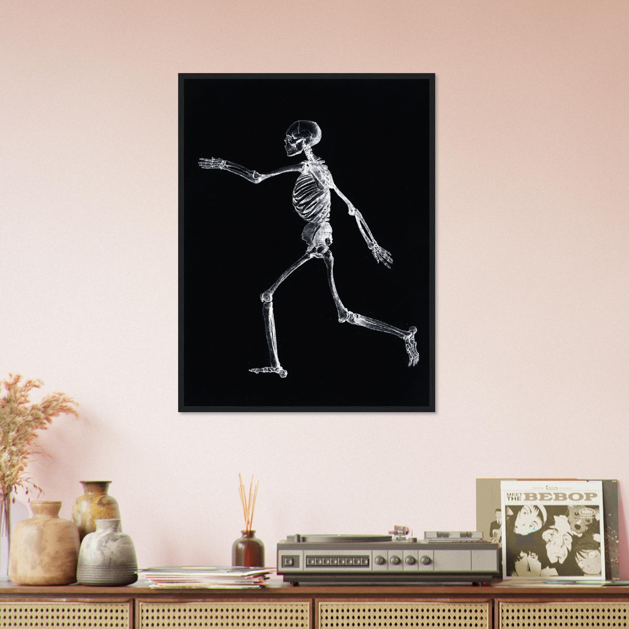 Human Skeleton Framed, Vintage Skeleton Framed Print Lateral View, George Stubbs UK, EU USA Domestic Shipping - WallArtPrints4U