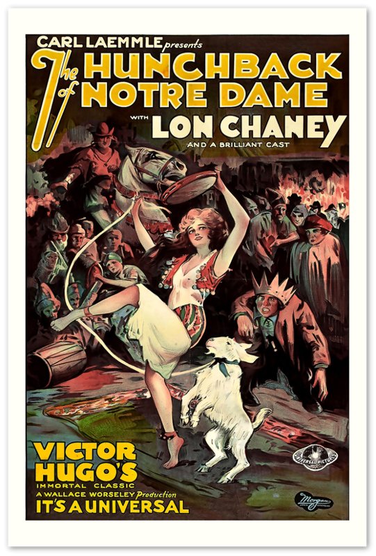 Hunchback Of Notre Dame Poster, Vintage Movie Art Poster 1923 Poster Film Art - By Victor Hugo, Lon Chaney, Carl Laemmle - WallArtPrints4U