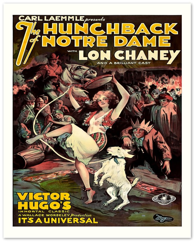 Hunchback Of Notre Dame Poster, Vintage Movie Art Poster 1923 Poster Film Art - By Victor Hugo, Lon Chaney, Carl Laemmle - WallArtPrints4U