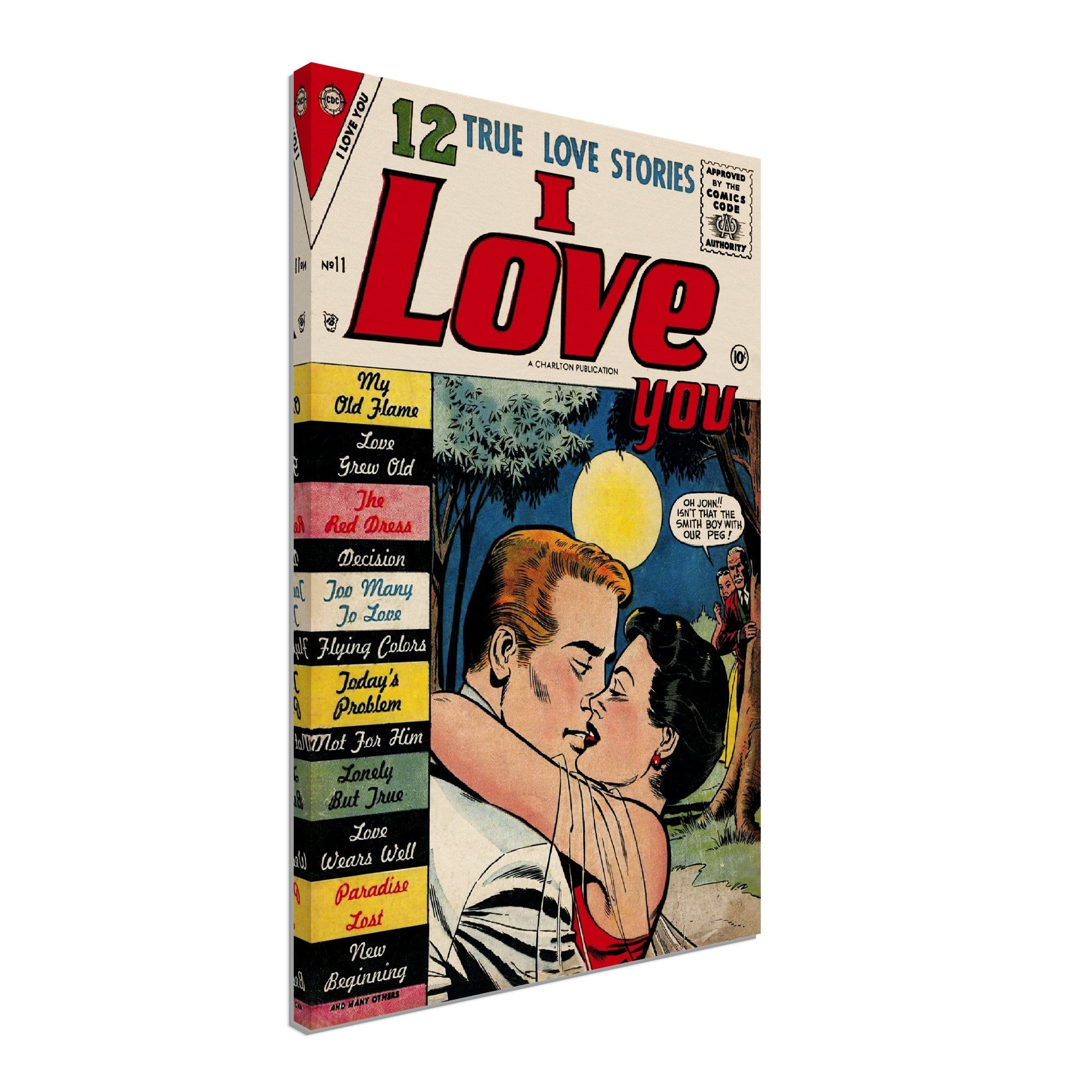 I Love You Canvas Print Comic Strip Vintage Valentine Romance Canvas From 1956 - WallArtPrints4U