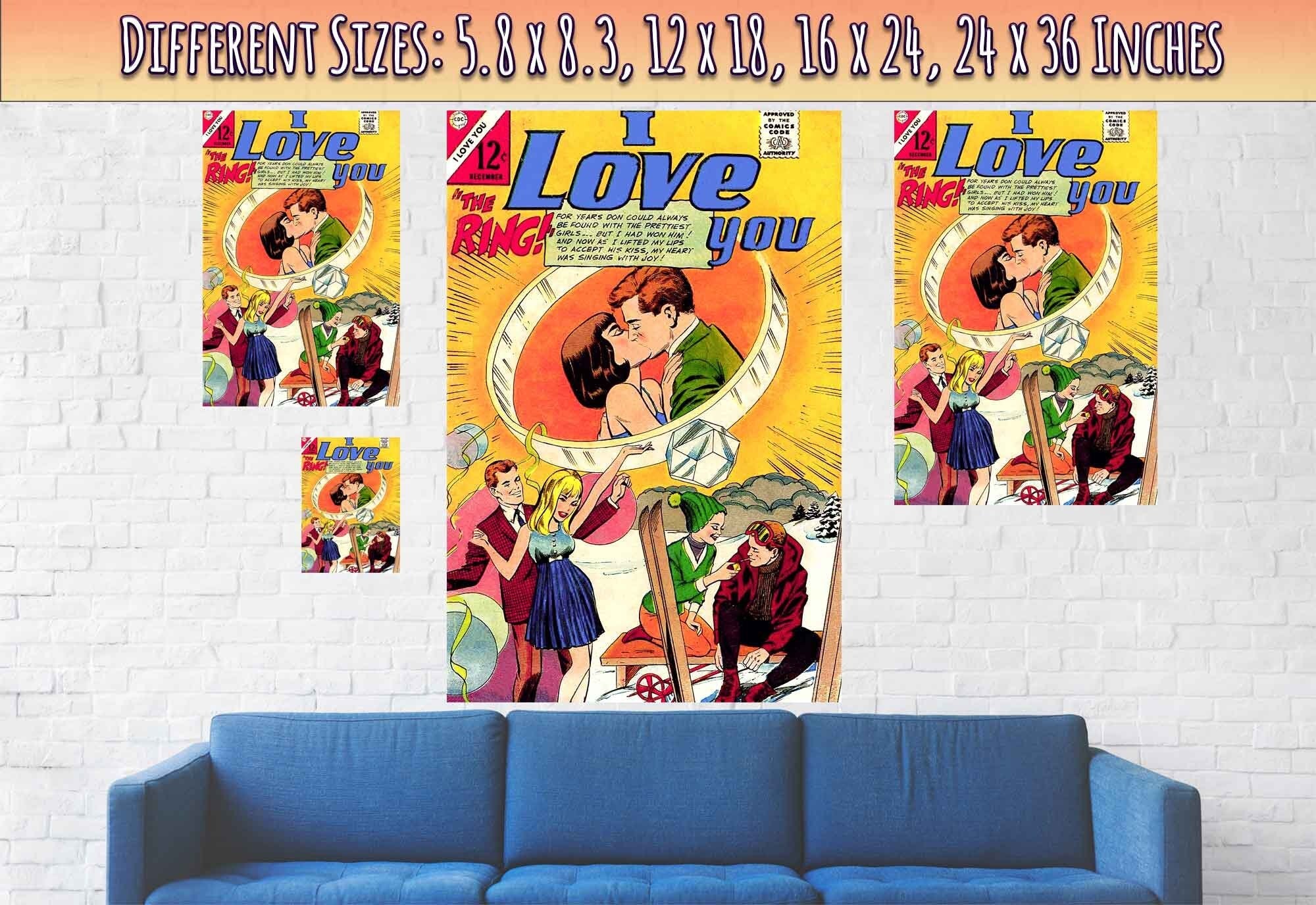 I Love You Poster Print Comic Strip Vintage Valentine Romance Poster From 1966 - WallArtPrints4U