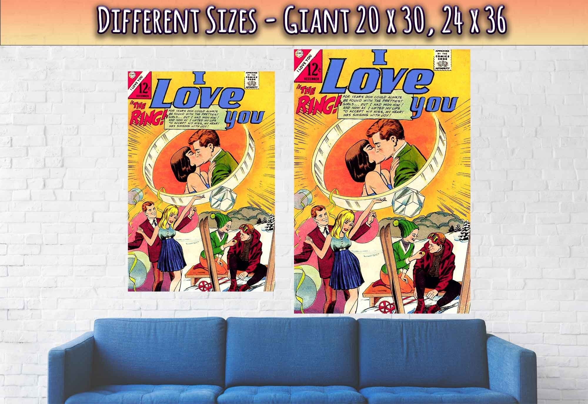 I Love You Poster Print Comic Strip Vintage Valentine Romance Poster From 1966 - WallArtPrints4U