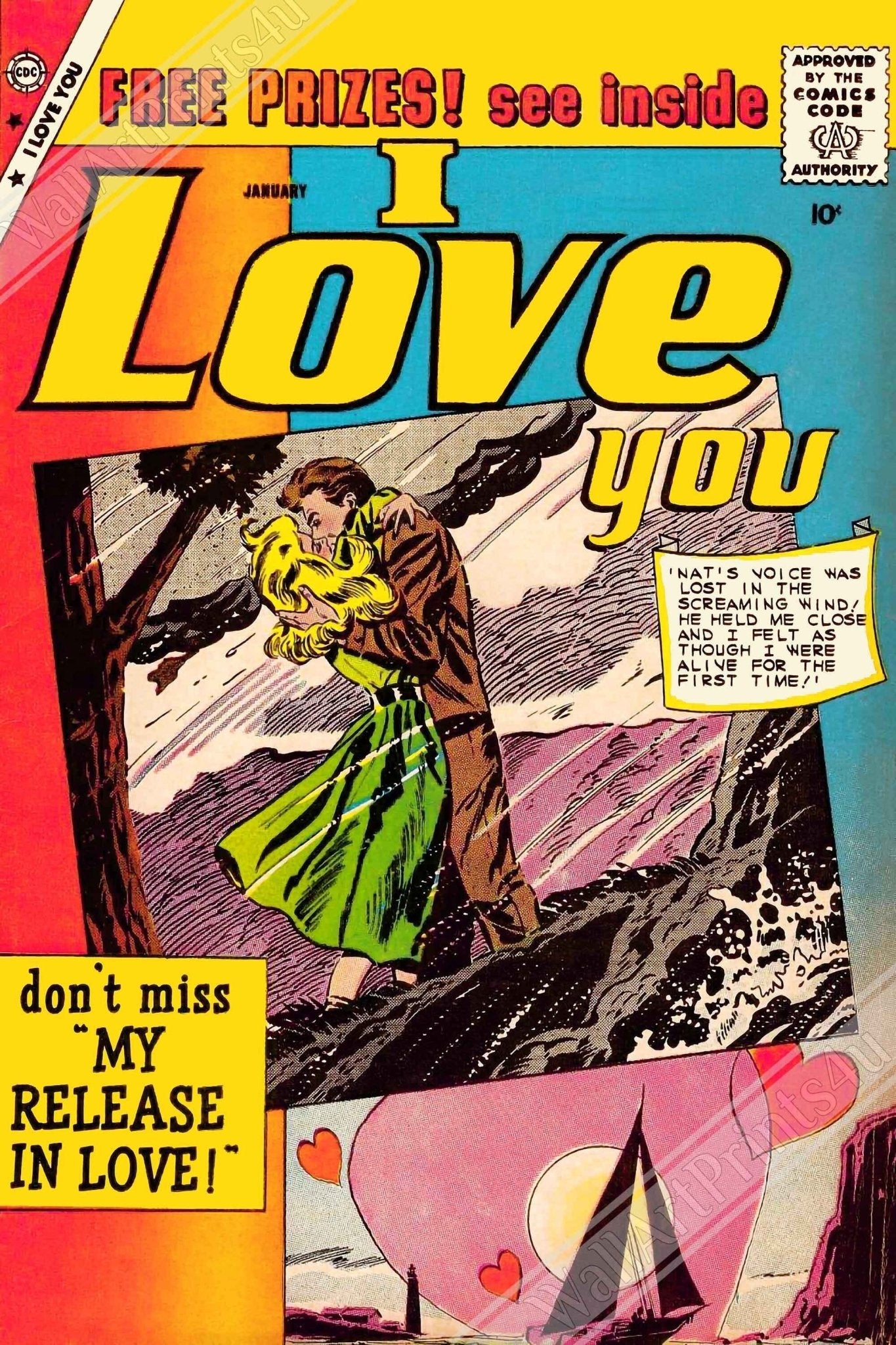 I Love You Valentine Canvas Print Comic Strip Vintage Romance Canvas Jan 1960 - WallArtPrints4U