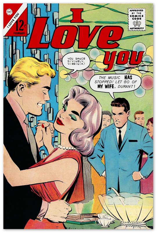 I Love You Valentine Poster Print Comic Strip Vintage Romance Poster Feb 1963 - WallArtPrints4U