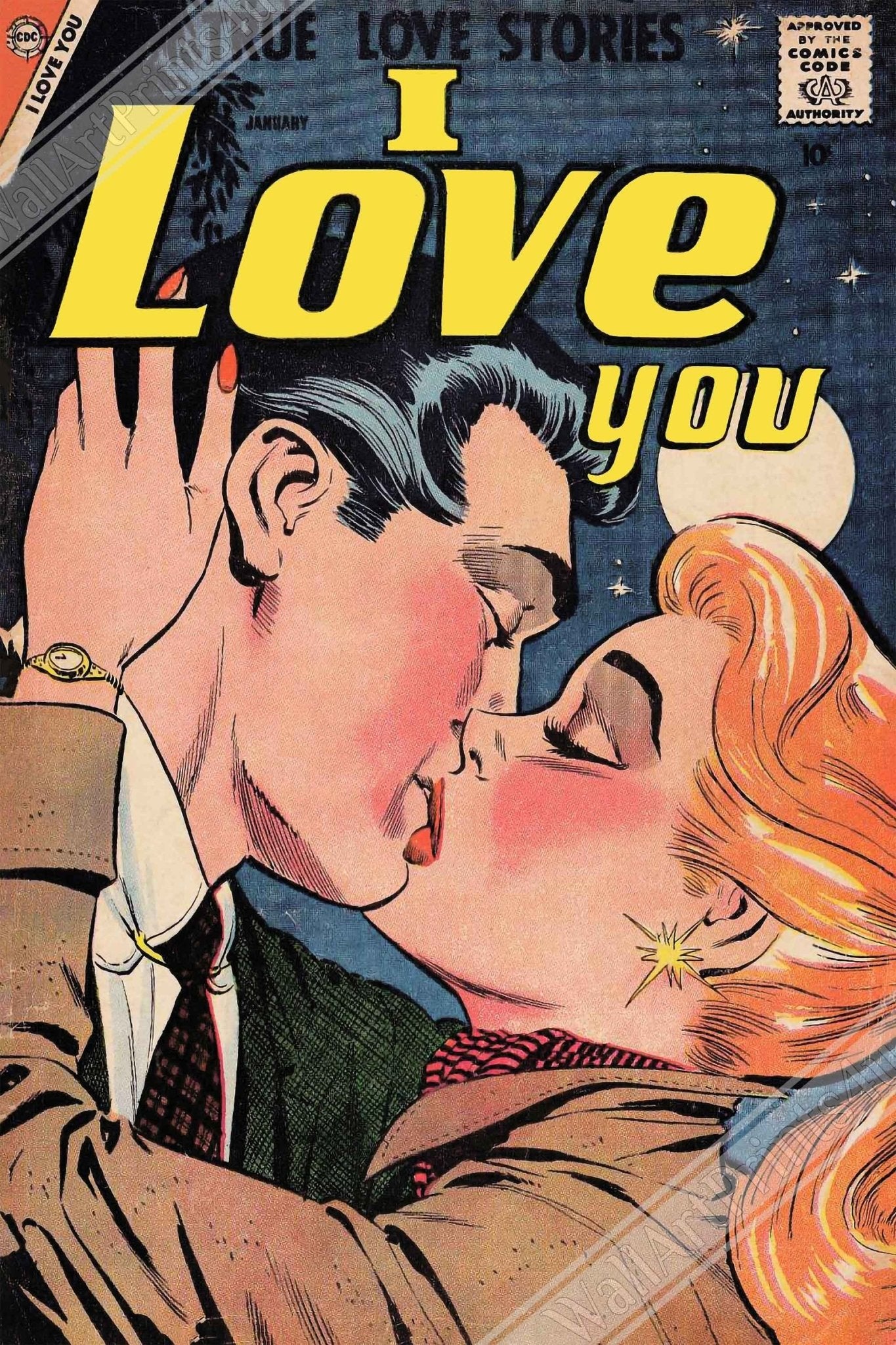 I Love You Valentine Poster Print Comic Strip Vintage Romance Poster Jan 1959 - WallArtPrints4U
